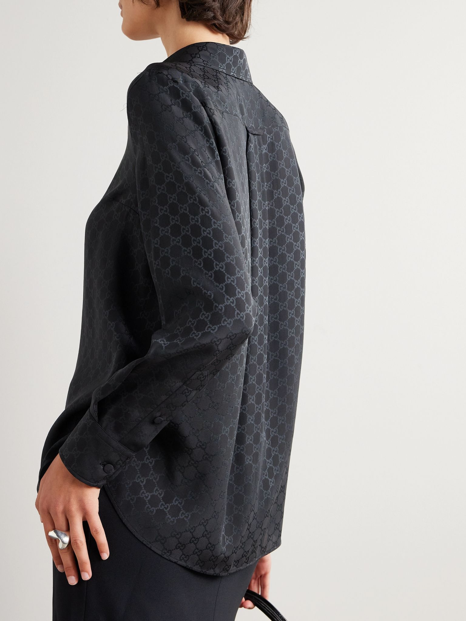 Silk-jacquard shirt Black - 4