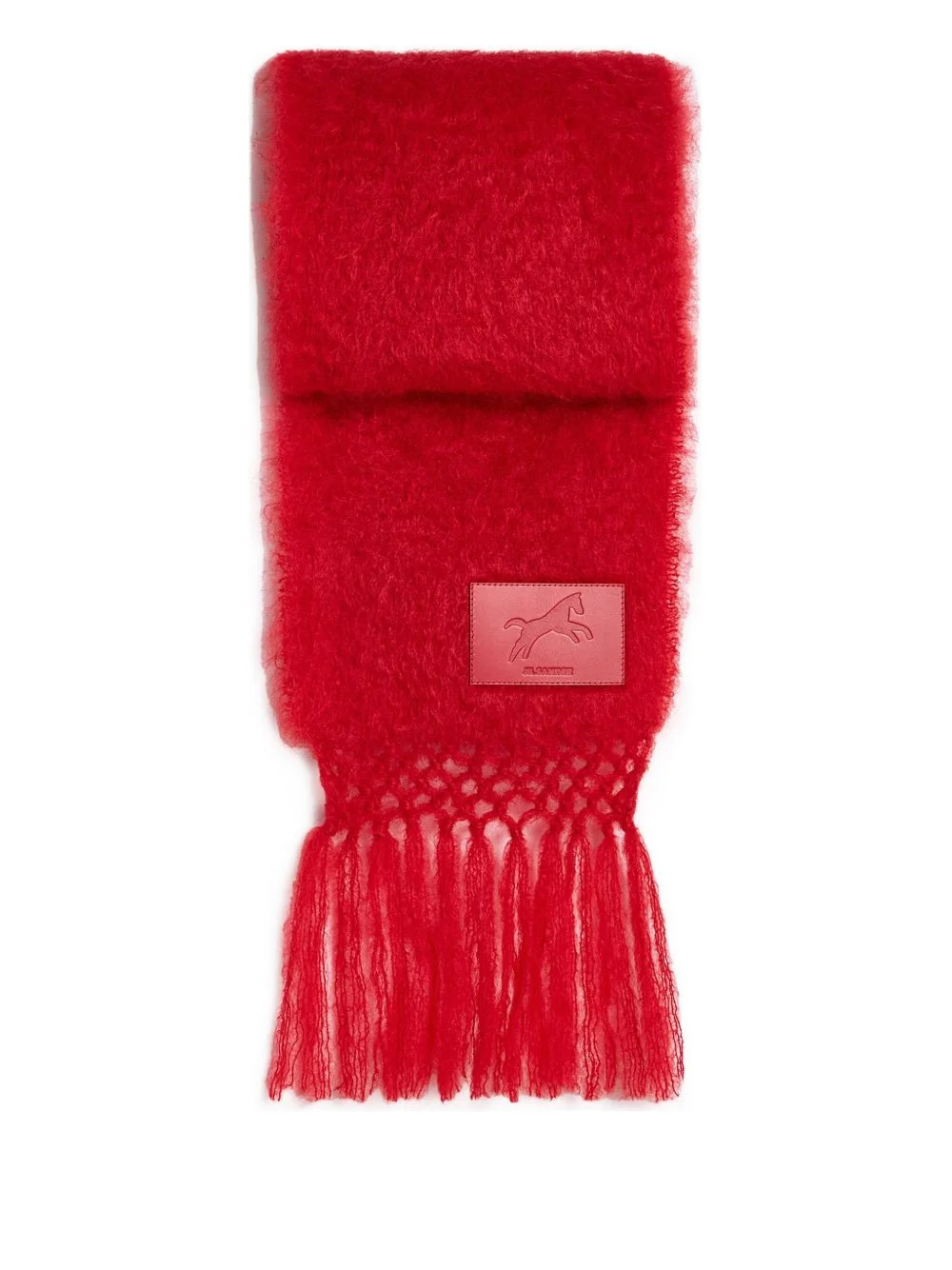 logo-patch fringed scarf - 1