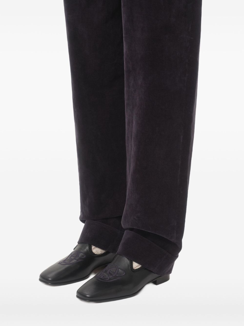 embroidered leather loafers - 7