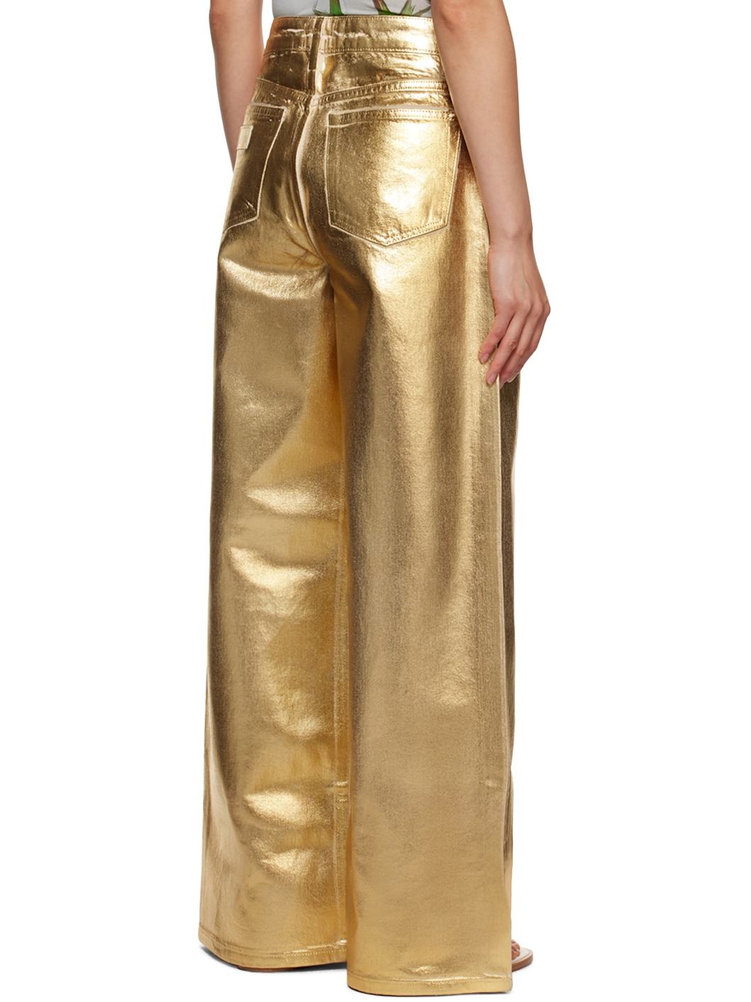 Gold Foil Wide Jeans - 3