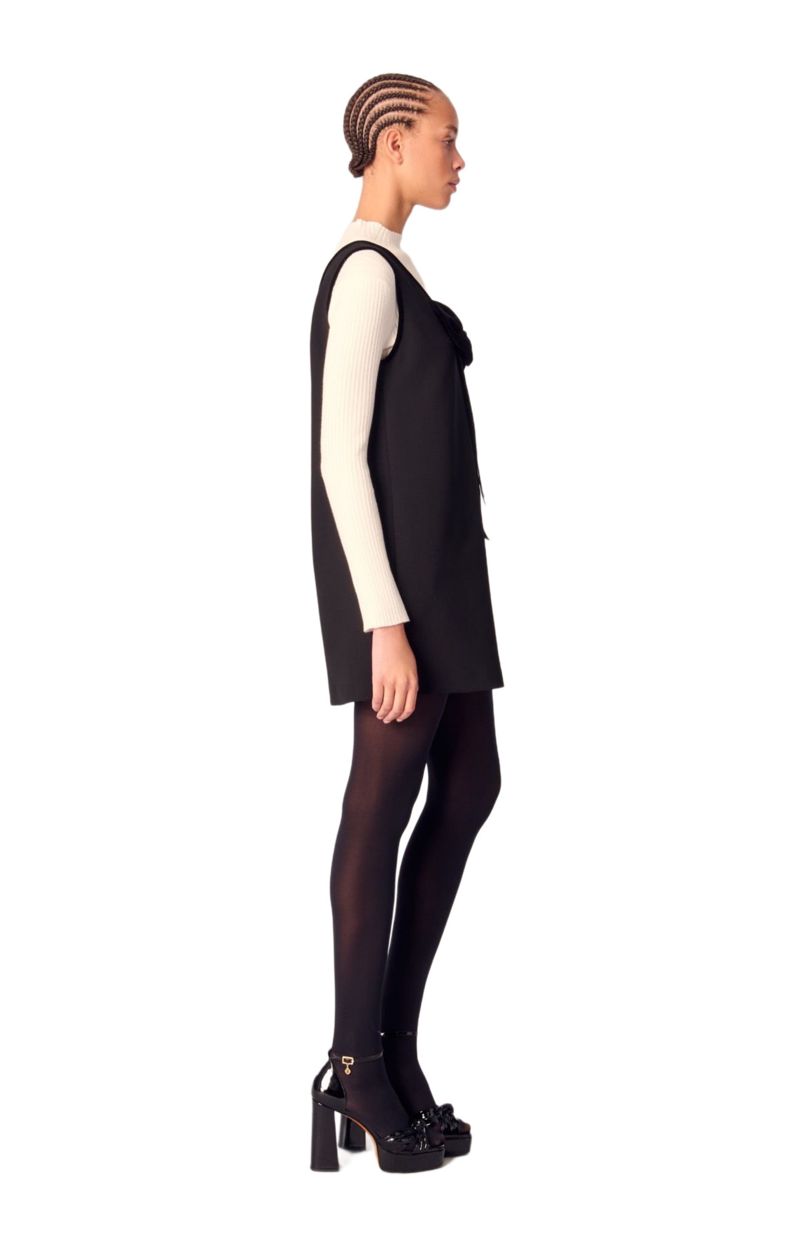 maje Pinafore dress with velvet collar in Black at Nordstrom - 3
