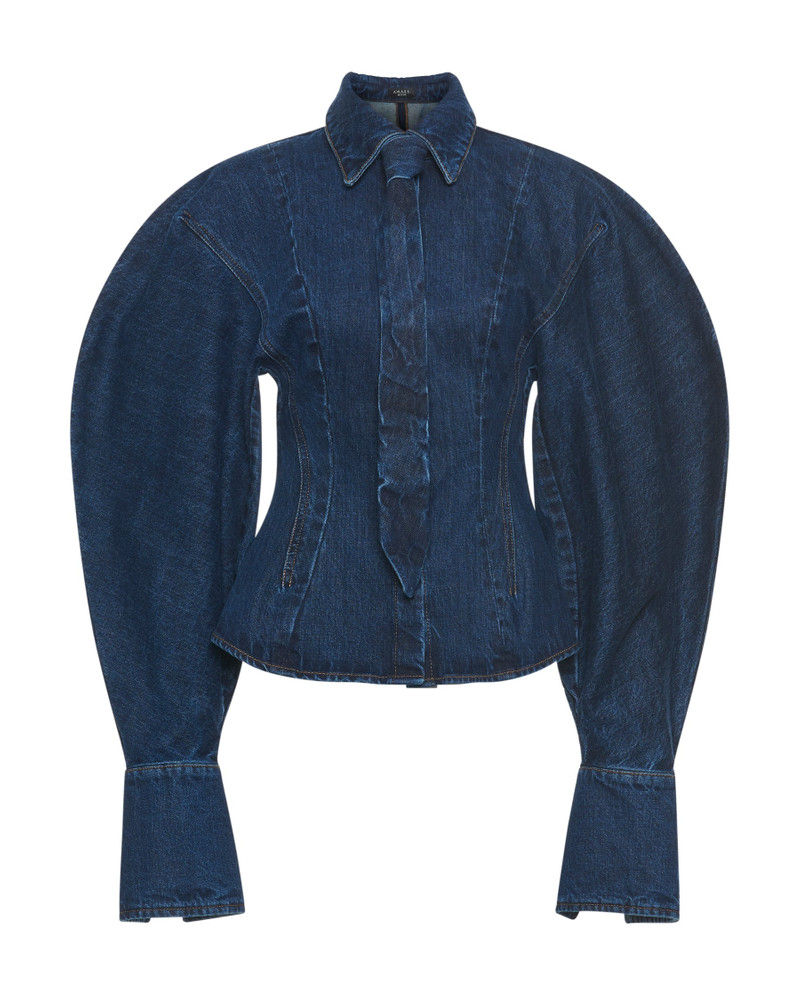 PUFF SLEEVE SHIRT MID BLUE WASH 3
