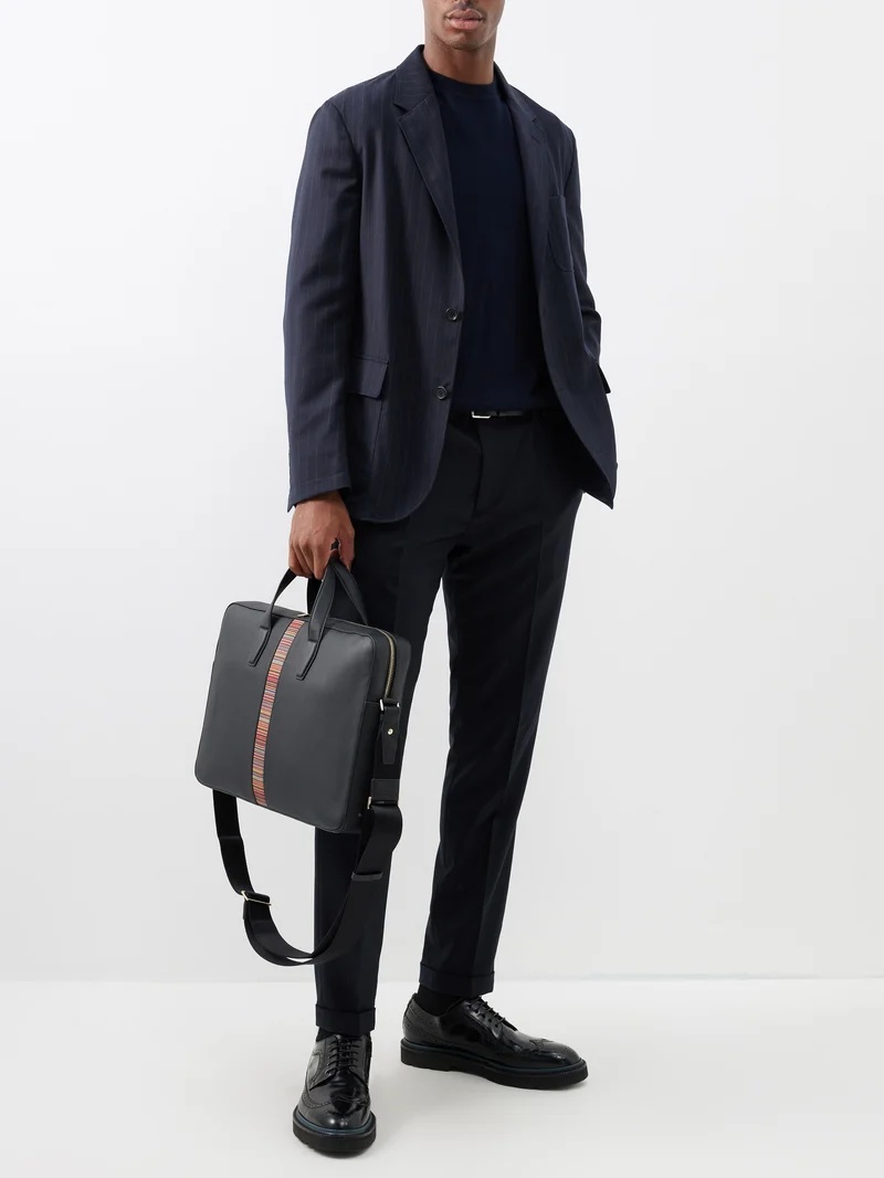 Signature Stripe leather briefcase - 6