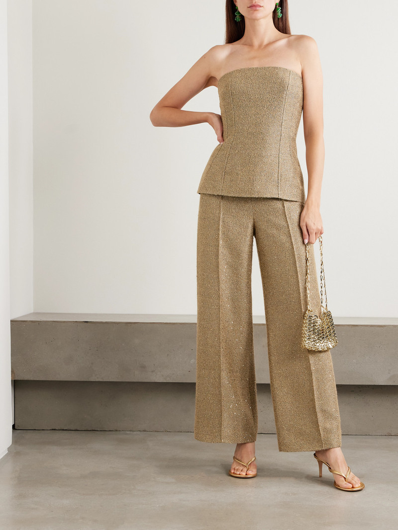 EMILIA WICKSTEAD Kerina Strapless Sequined Metallic Tweed Bustier Top outlook