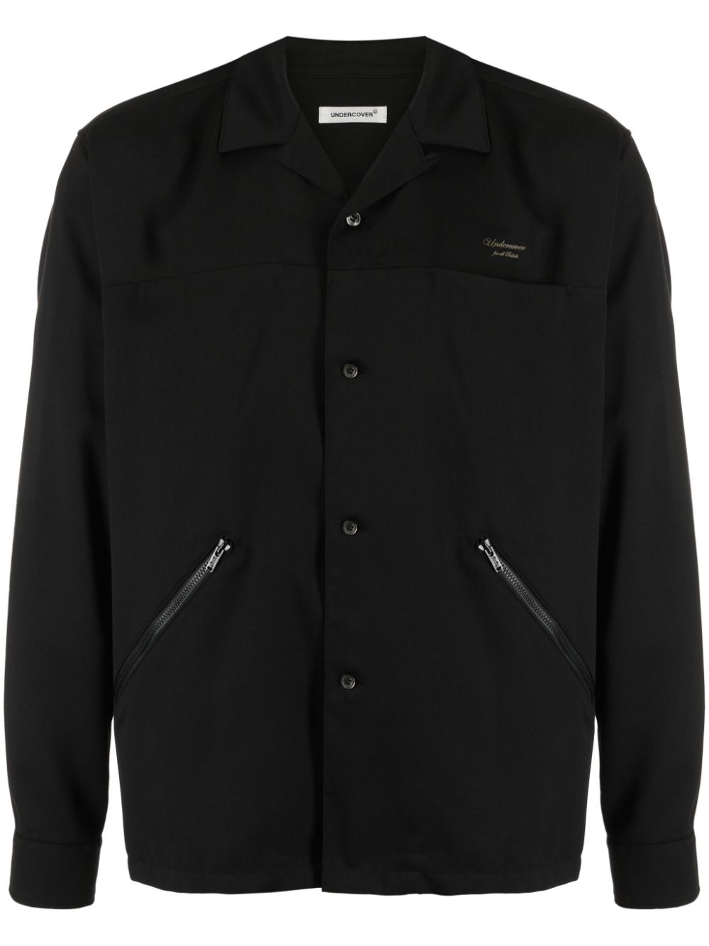 logo-embroidered button-up overshirt - 1