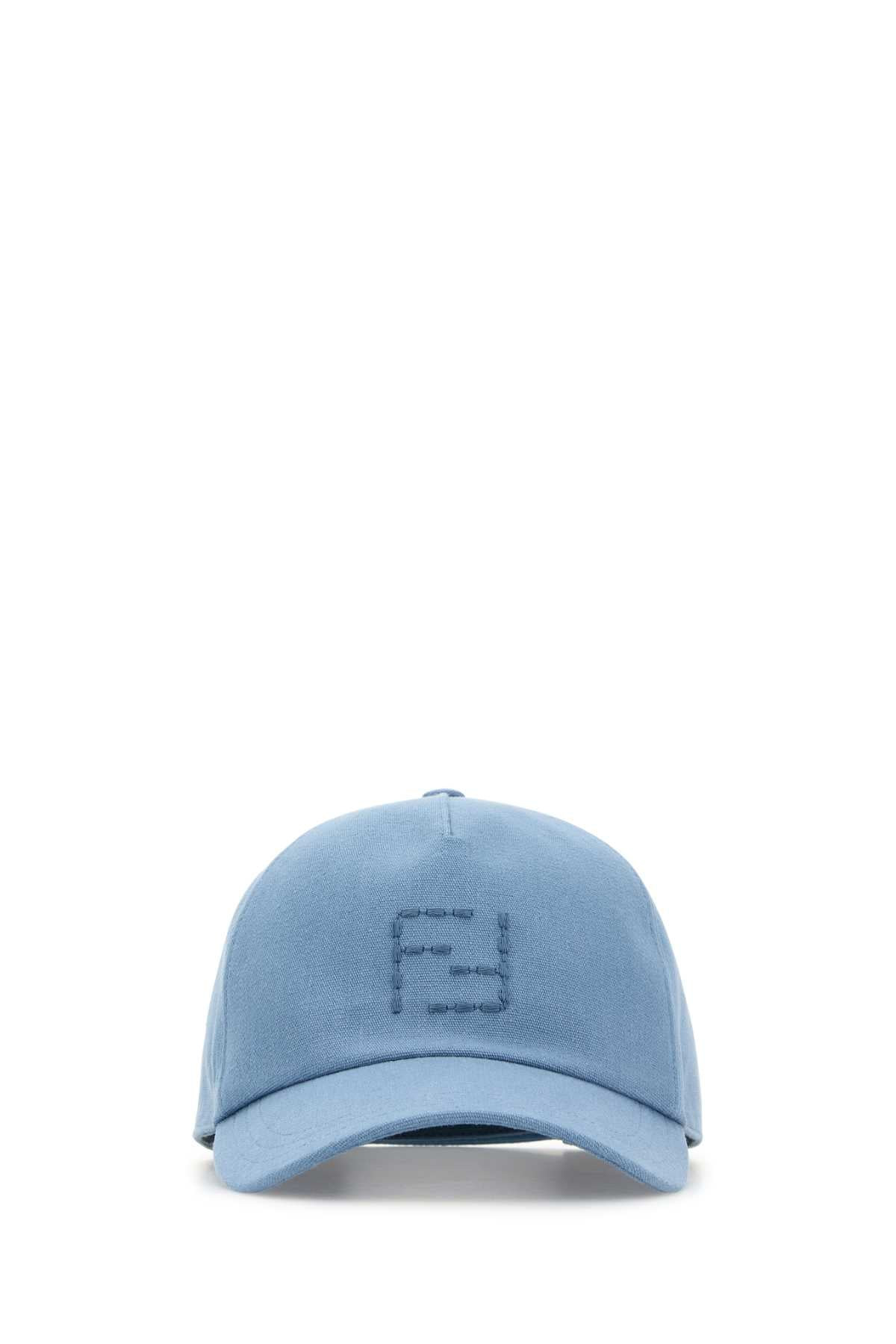 Fendi Men Light Blue Linen Blend Baseball Cap - 1