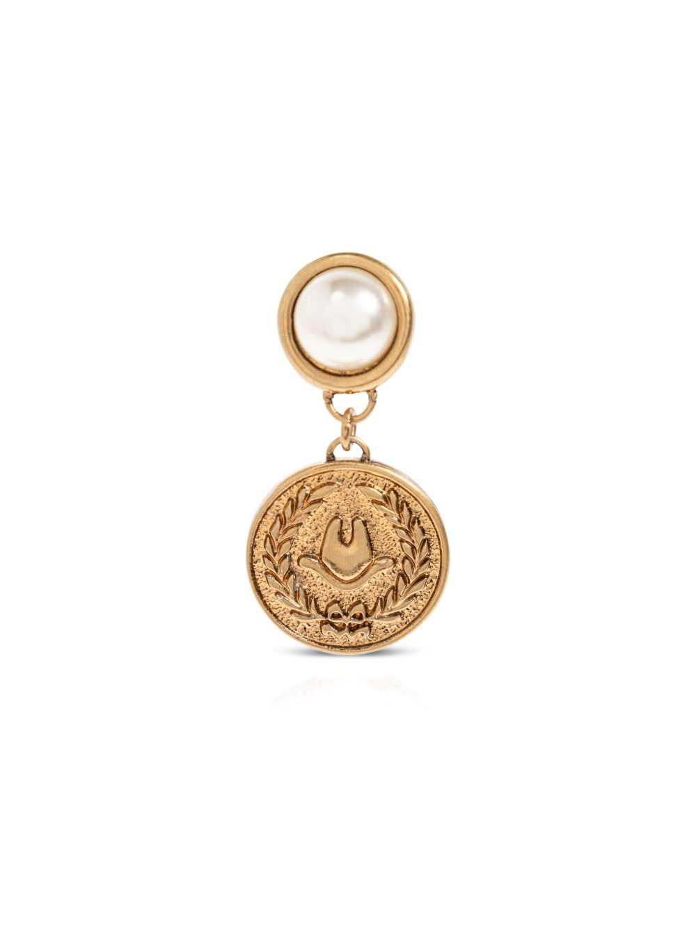 pearl-embellished coin earrings - 4
