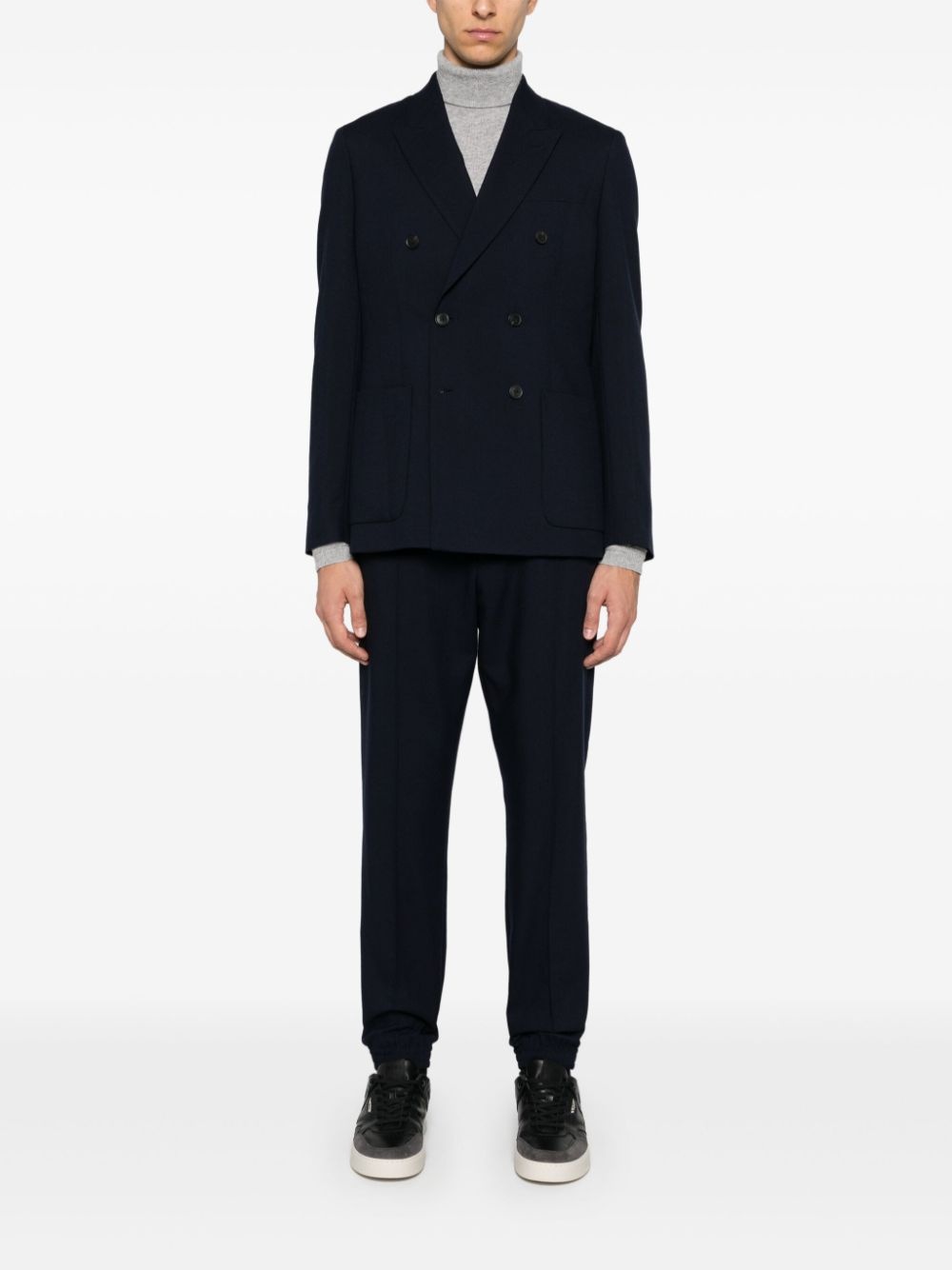 notched lapels double-breasted blazer - 2