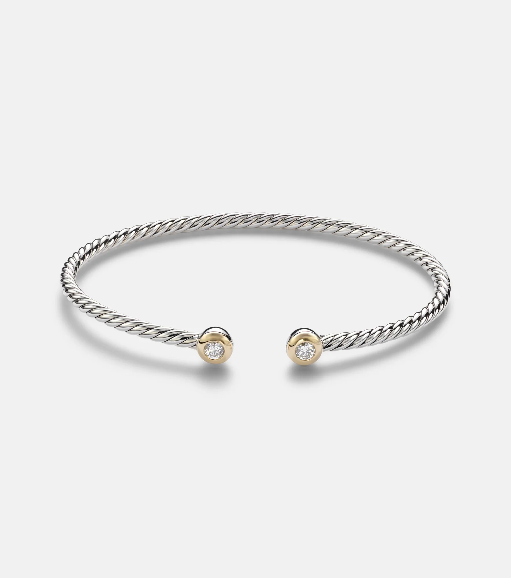 Micro Cable Flex® 925 sterling silver and 14kt gold bangle - 1