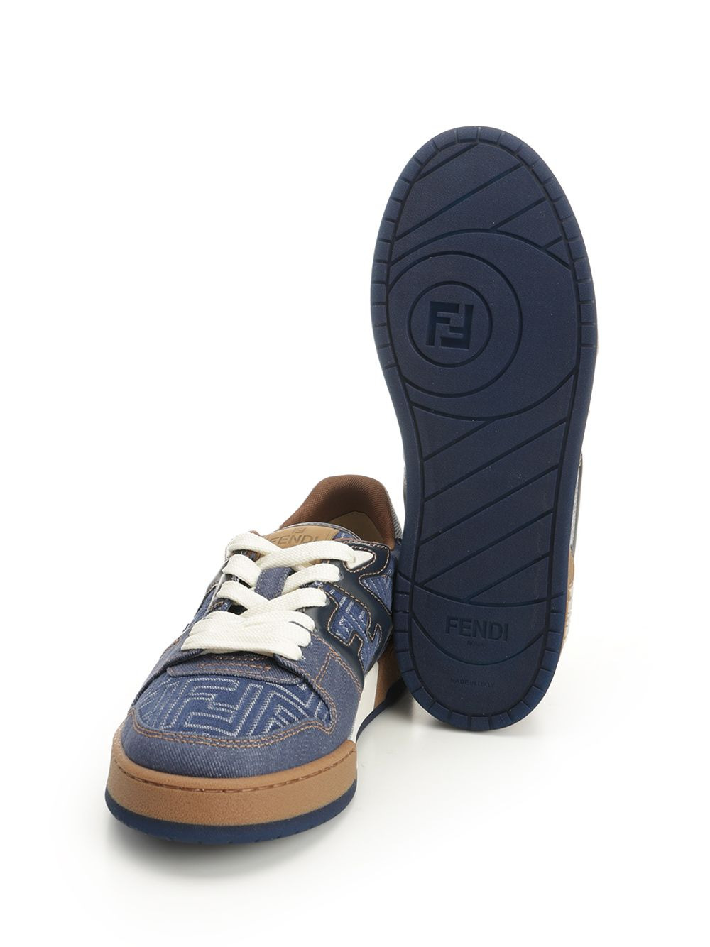 Match Denim Ff Embossed Sneakers Blue - 5