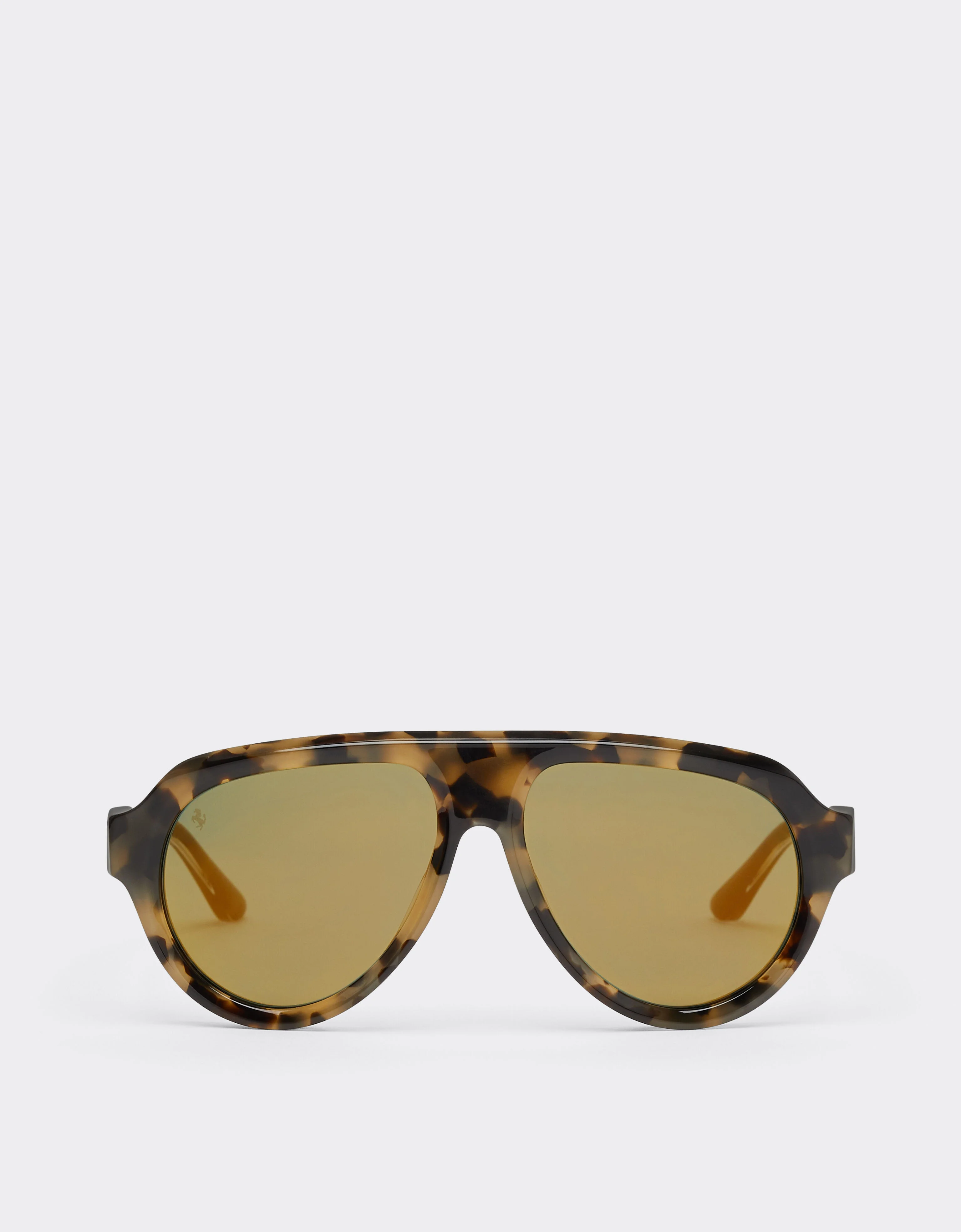 Ferrari tortoiseshell brownacetate sunglasses with green gold mirrored lenses - 1