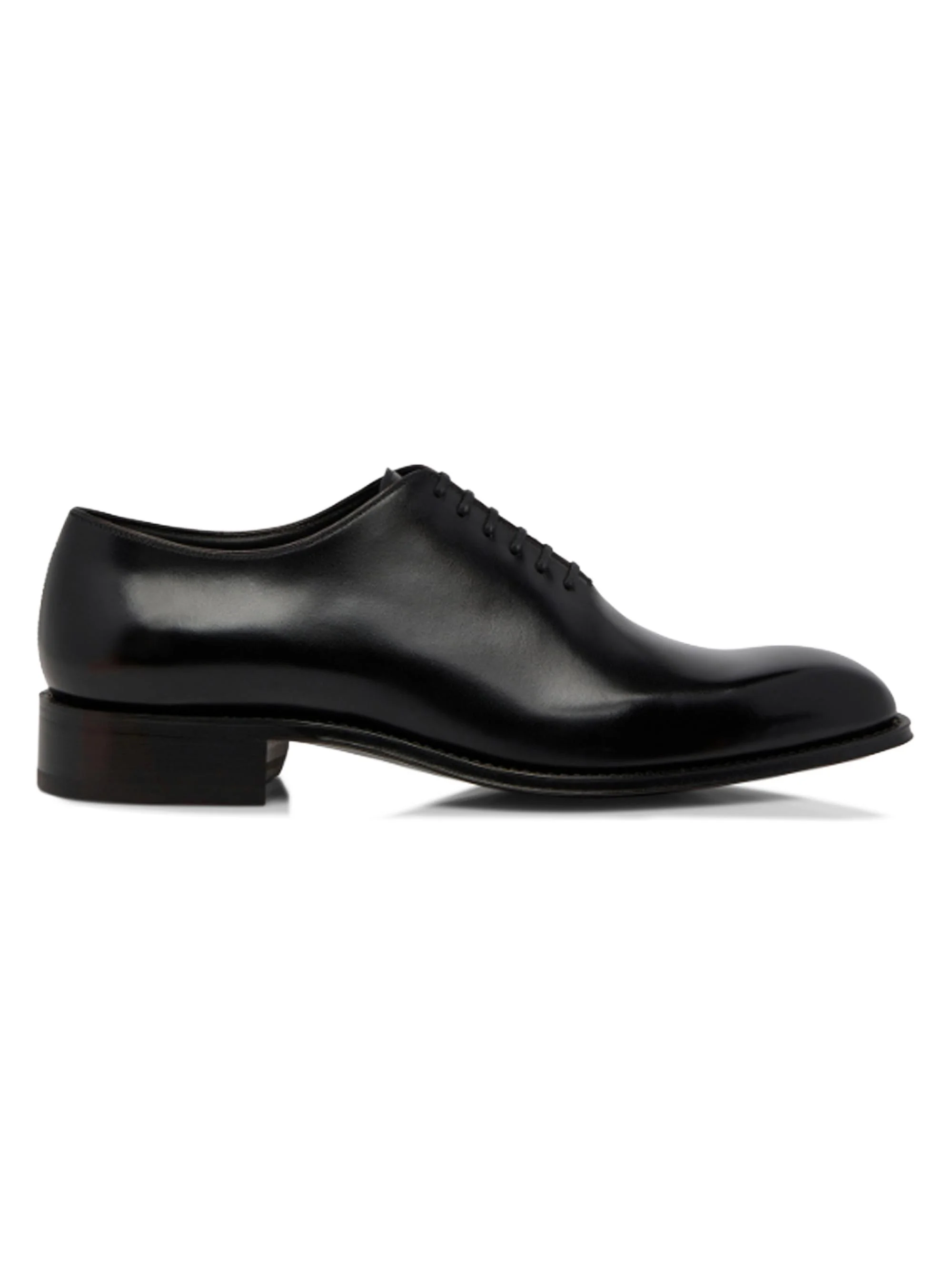 Men's Burnished Leather Lace-Up Oxfords - Black - 1