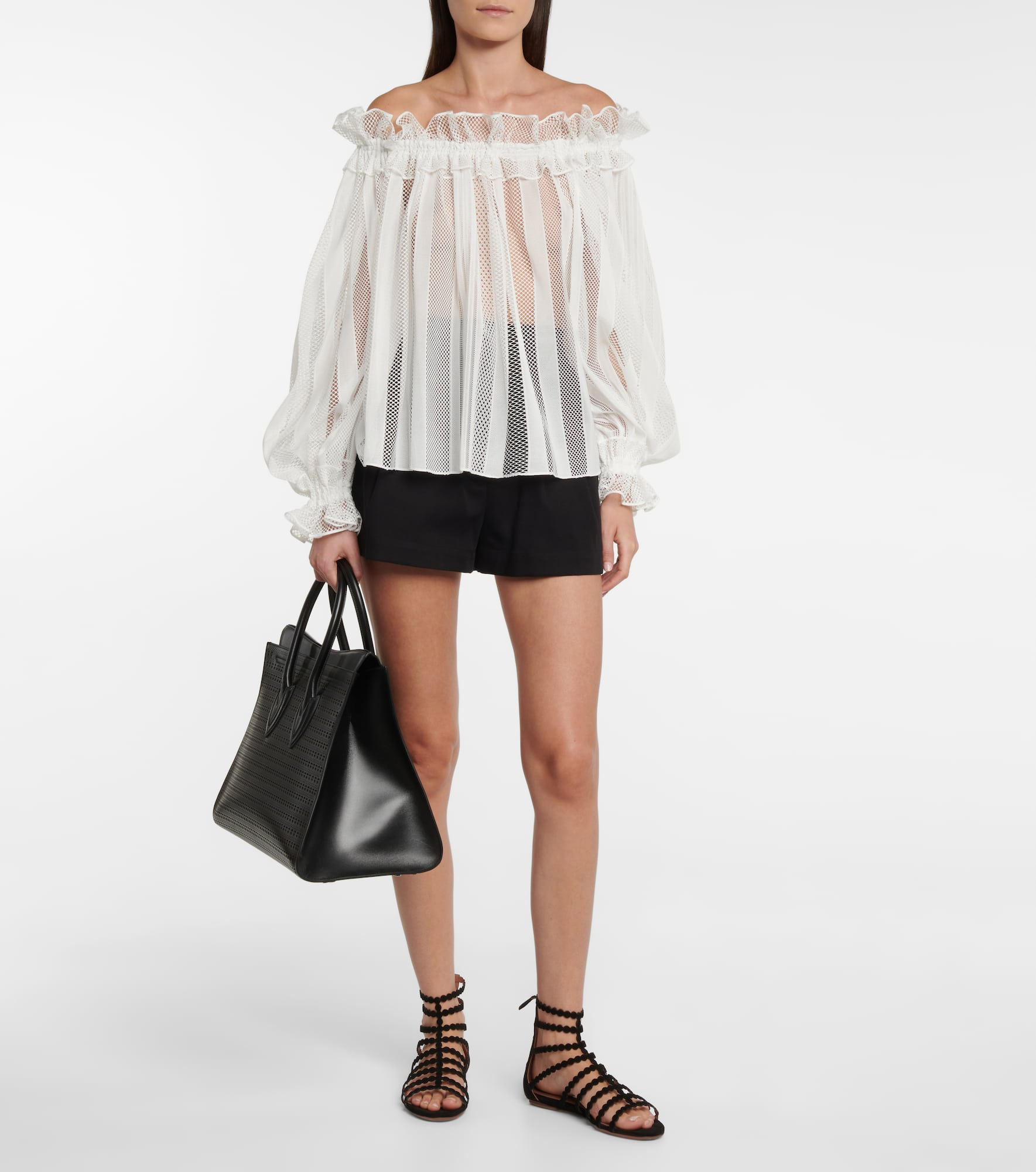 Off-shoulder mesh blouse - 2