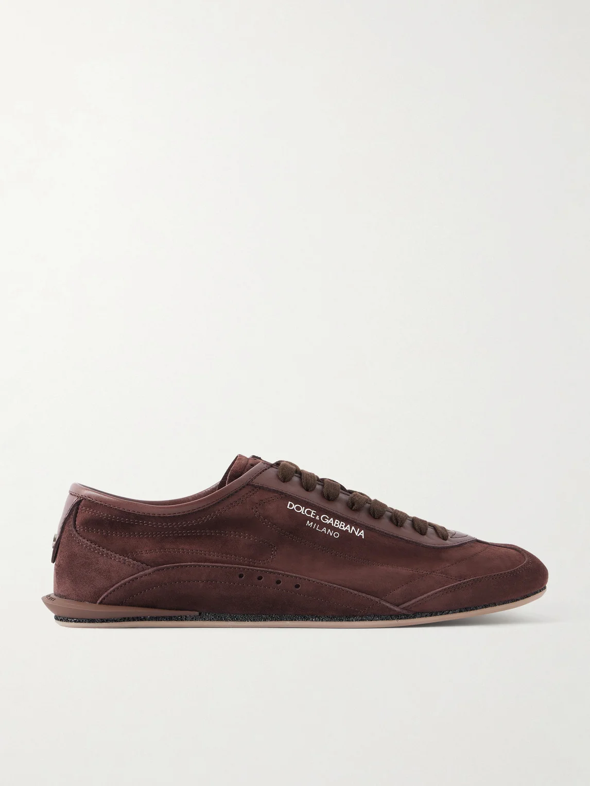 Leather-Trimmed Suede Sneakers - 1