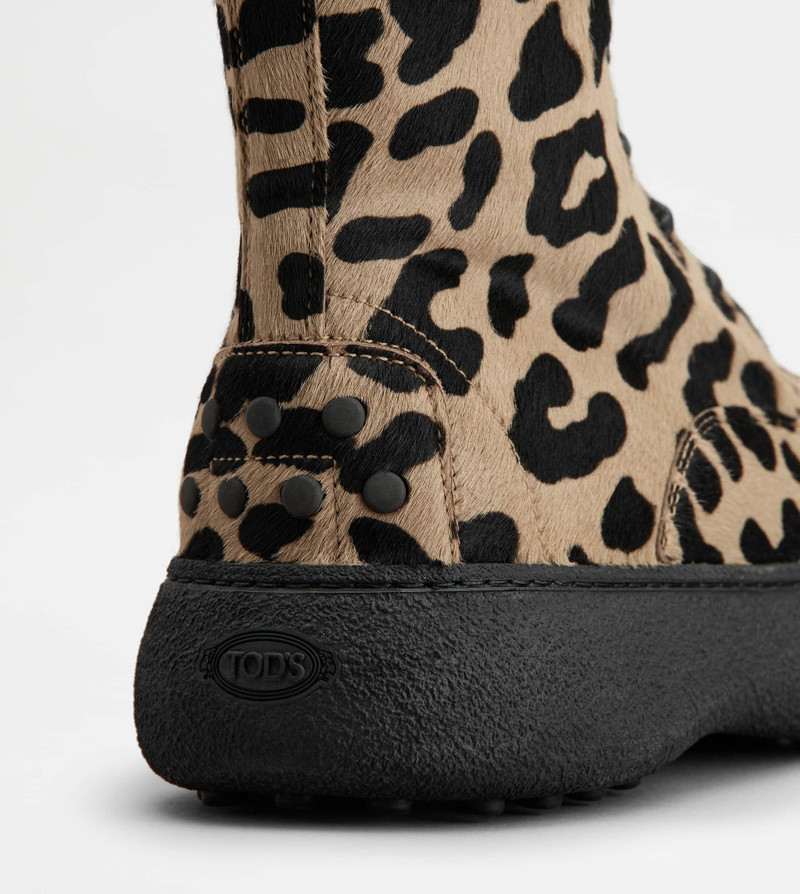 TOD'S W. G. LACE-UP ANKLE BOOTS IN PONYSKIN-EFFECT LEATHER - BROWN, BLACK, BEIGE 5