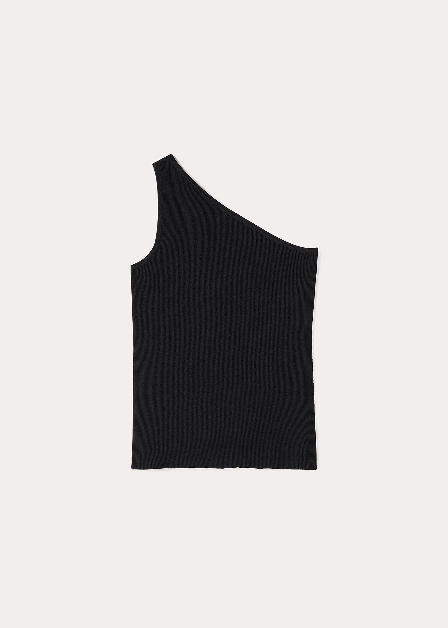 One-shoulder ribbed top black - 1