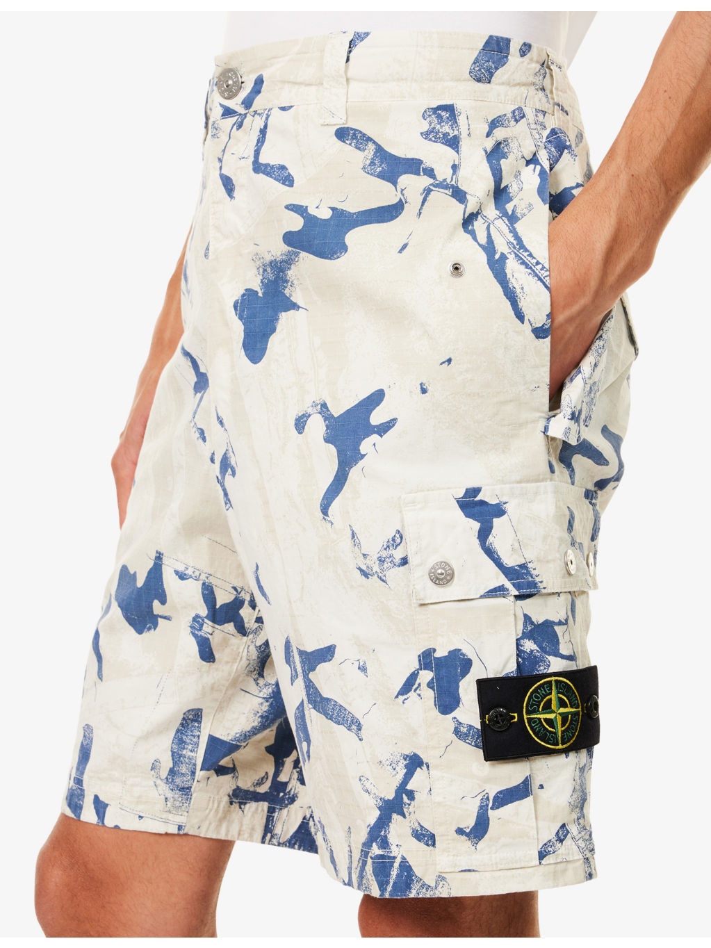 Camo Graphic-Print Logo-Patch Stretch-Cotton Shorts - 5