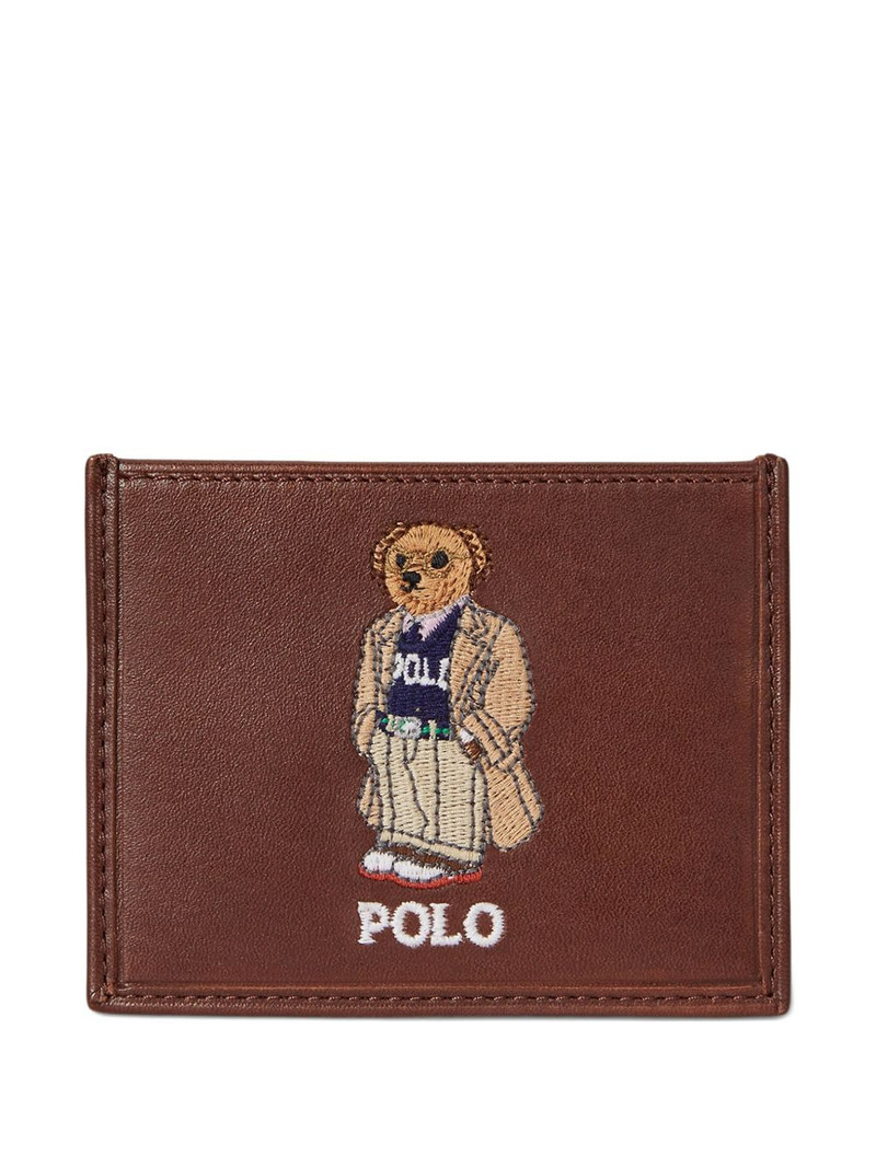 small embroidered Polo Bear leather card holder 1