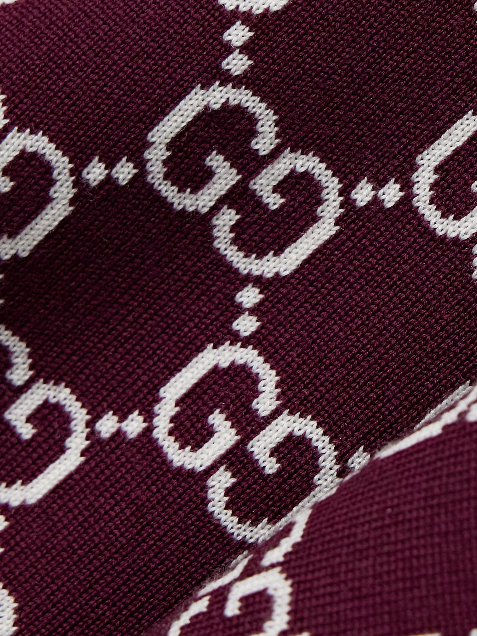 Jacquard-knit wool-blend sweater Burgundy - 4