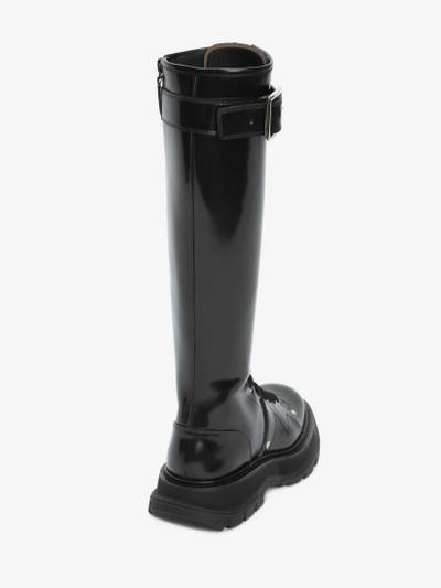 Alexander McQueen Women's Tread Slick Knee-high Boot in Black/silver outlook