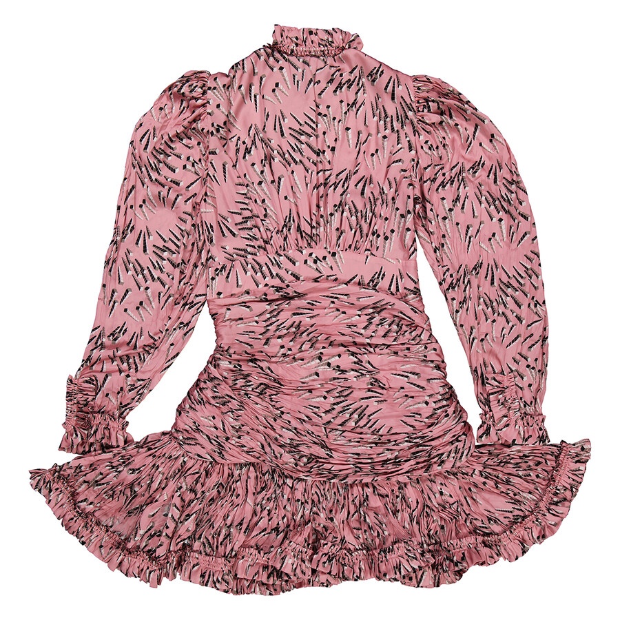 Rabanne Pink Screw Printed Ruched Mini Dress - 7