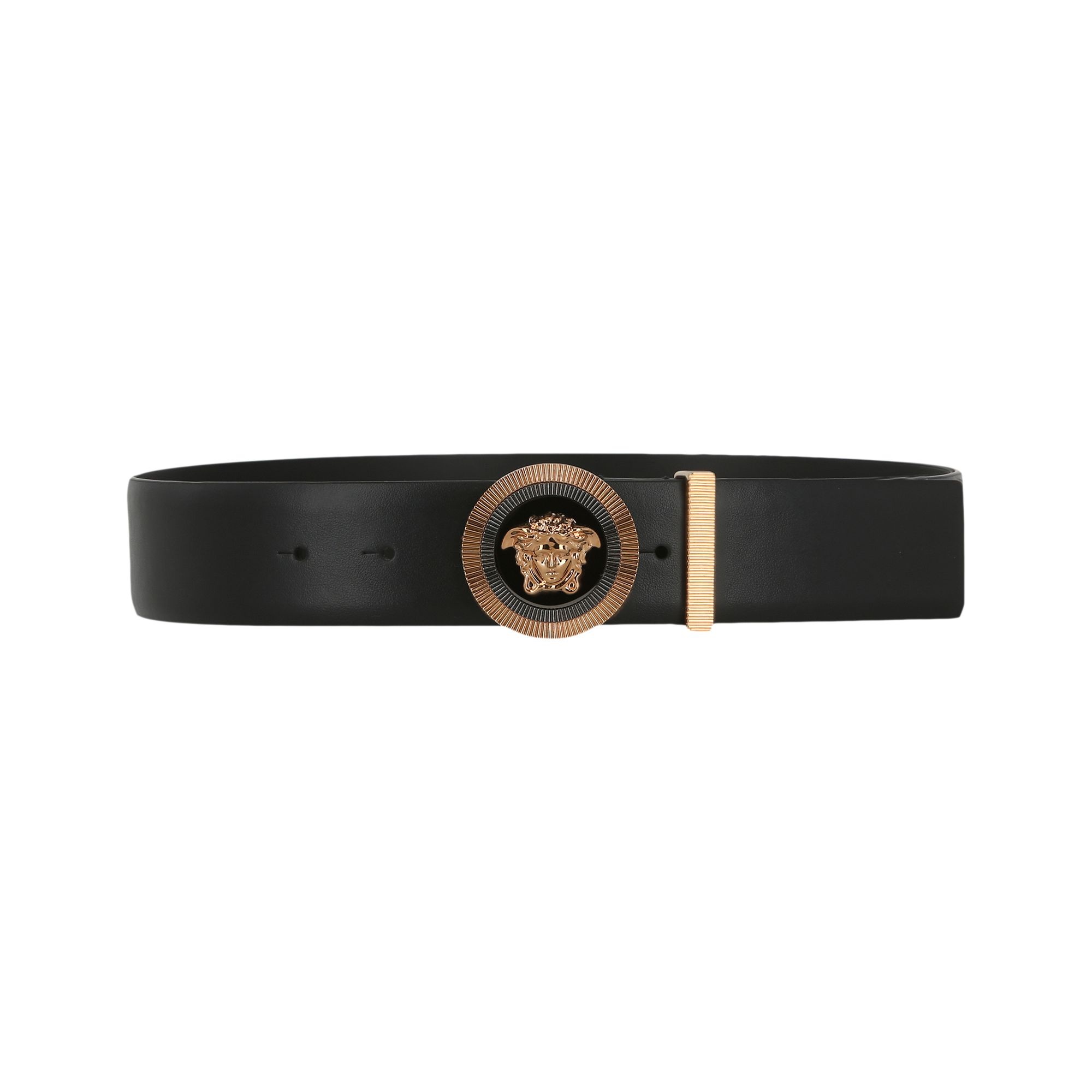 Versace Enamel Medusa Biggie Leather Belt 'Black/Gold' - 1