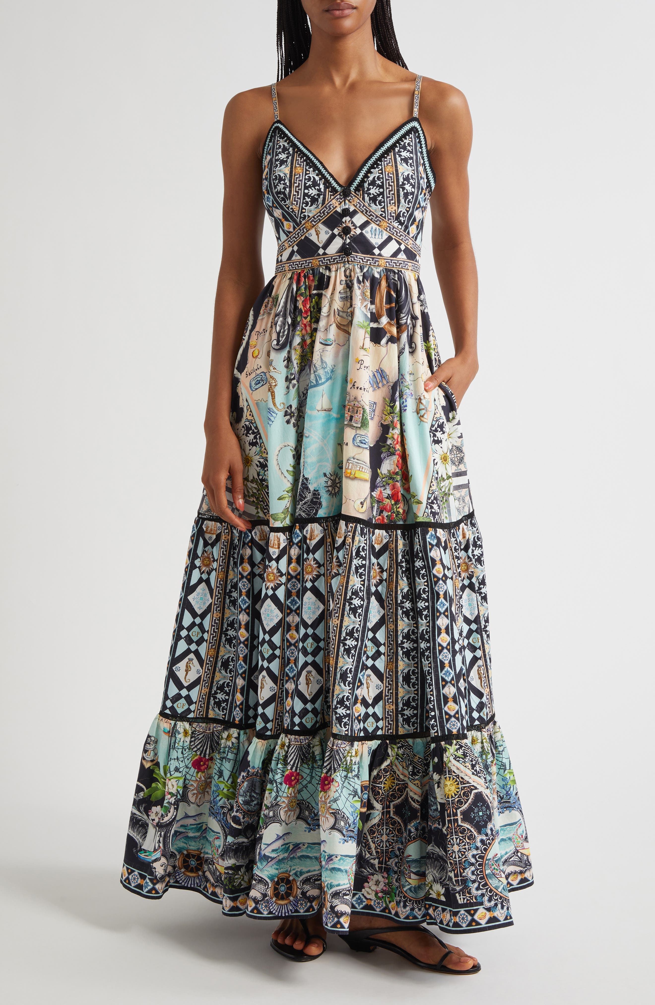 Camilla Folk Afloat Tiered Organic Cotton Maxi Sundress at Nordstrom - 1