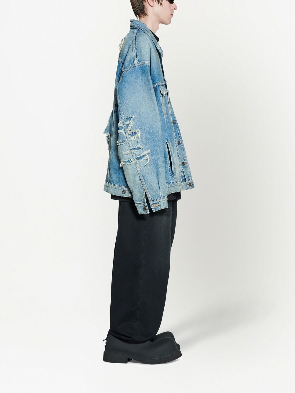 distressed denim jacket - 3