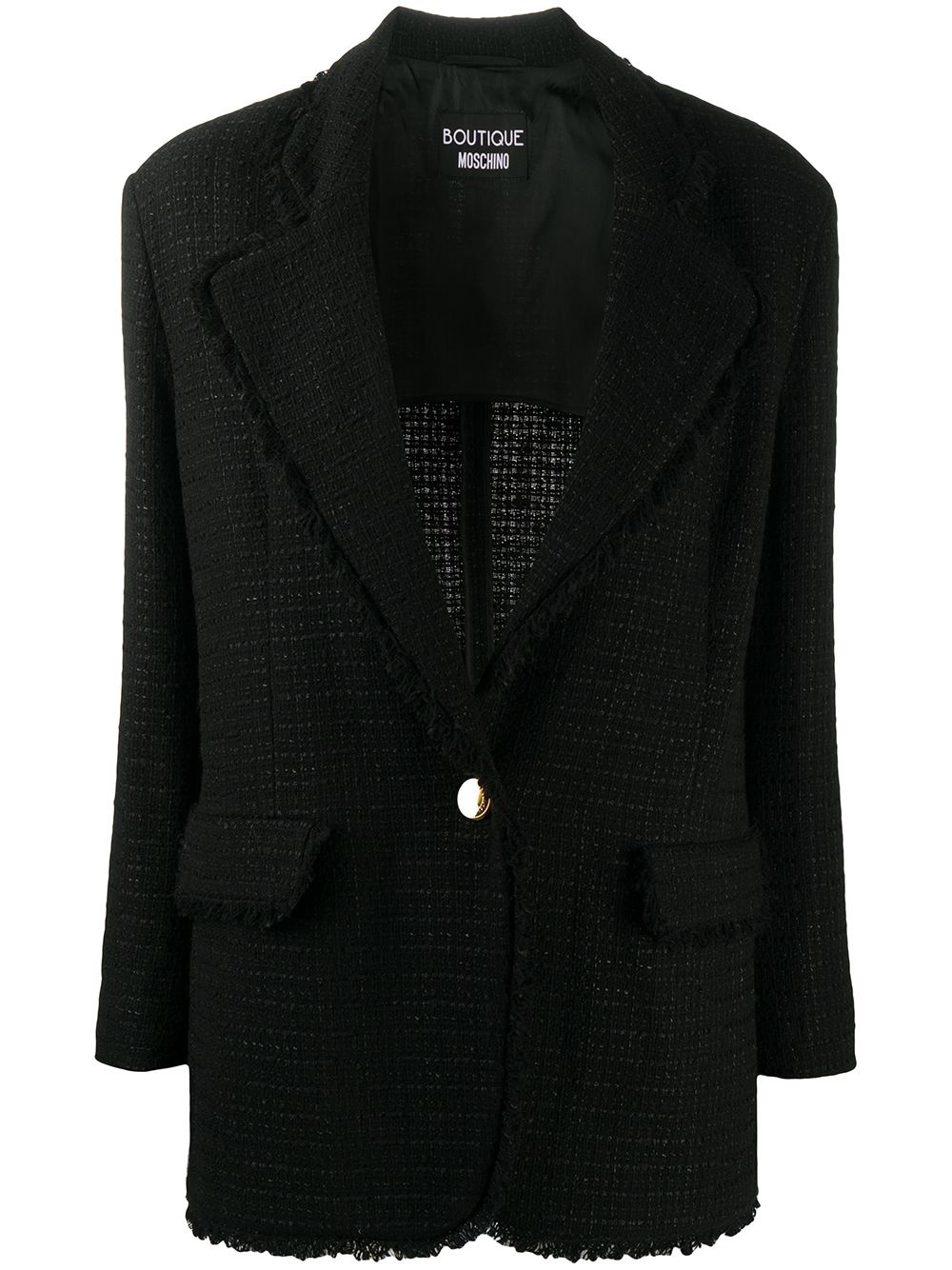 tweed single-breasted blazer - 1