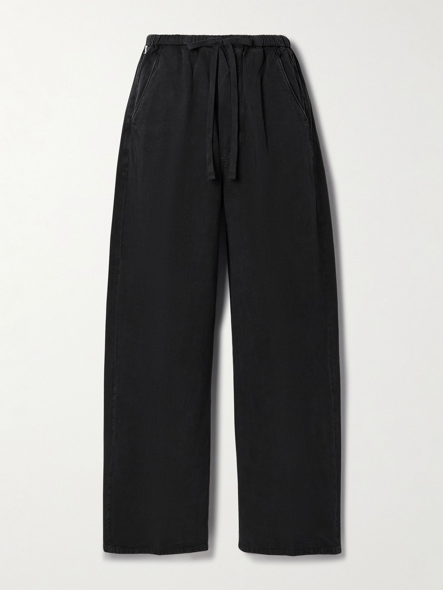 Aurora cotton and linen-blend wide-leg pants Black - 1