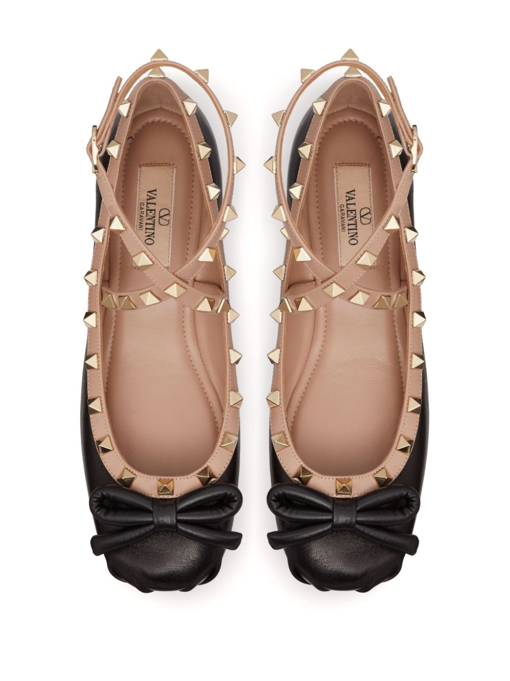 Rockstud leather ballerina shoes - 4