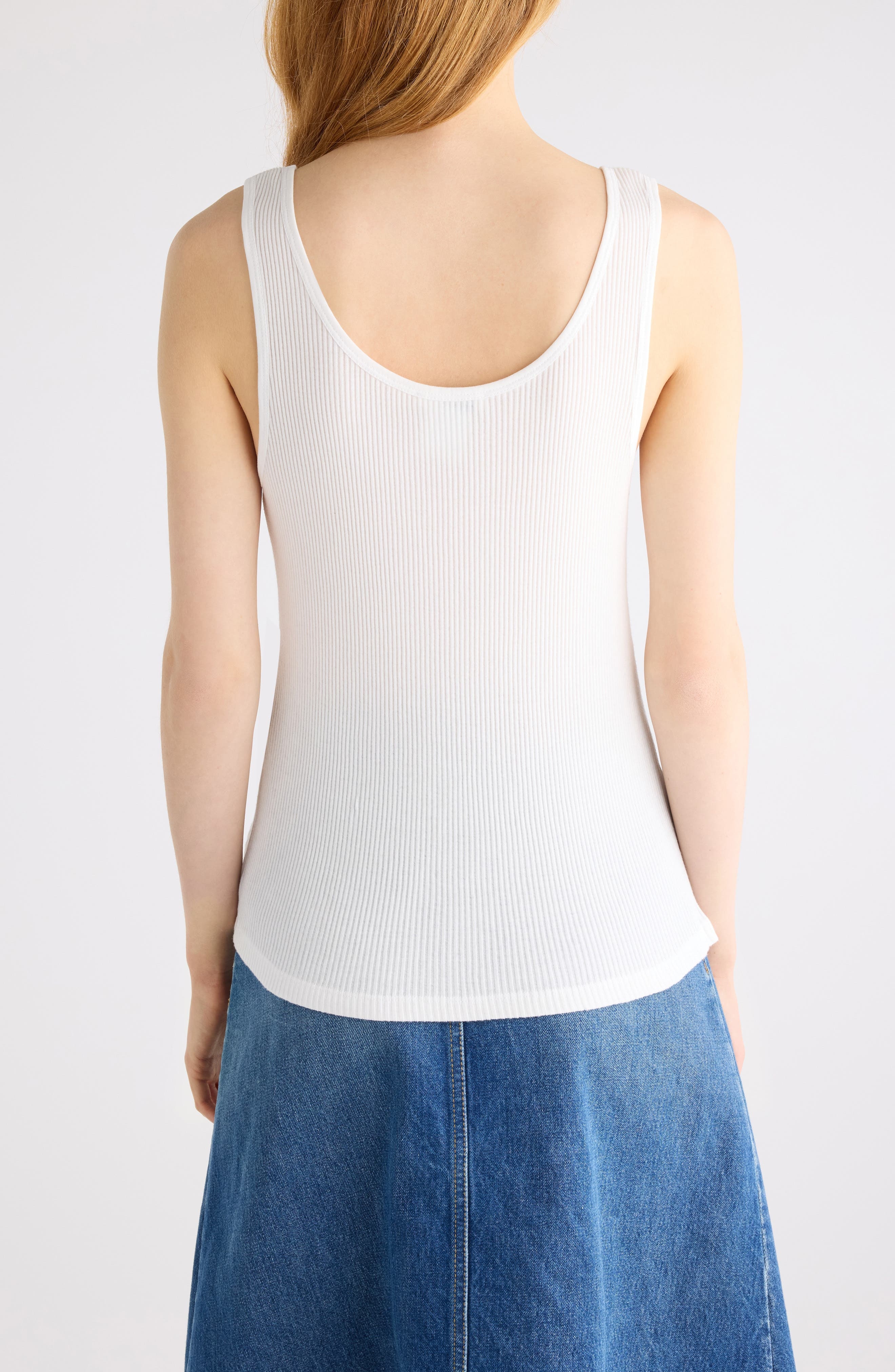 Chloé Logo Embroidered Cotton Rib Tank in White at Nordstrom - 3