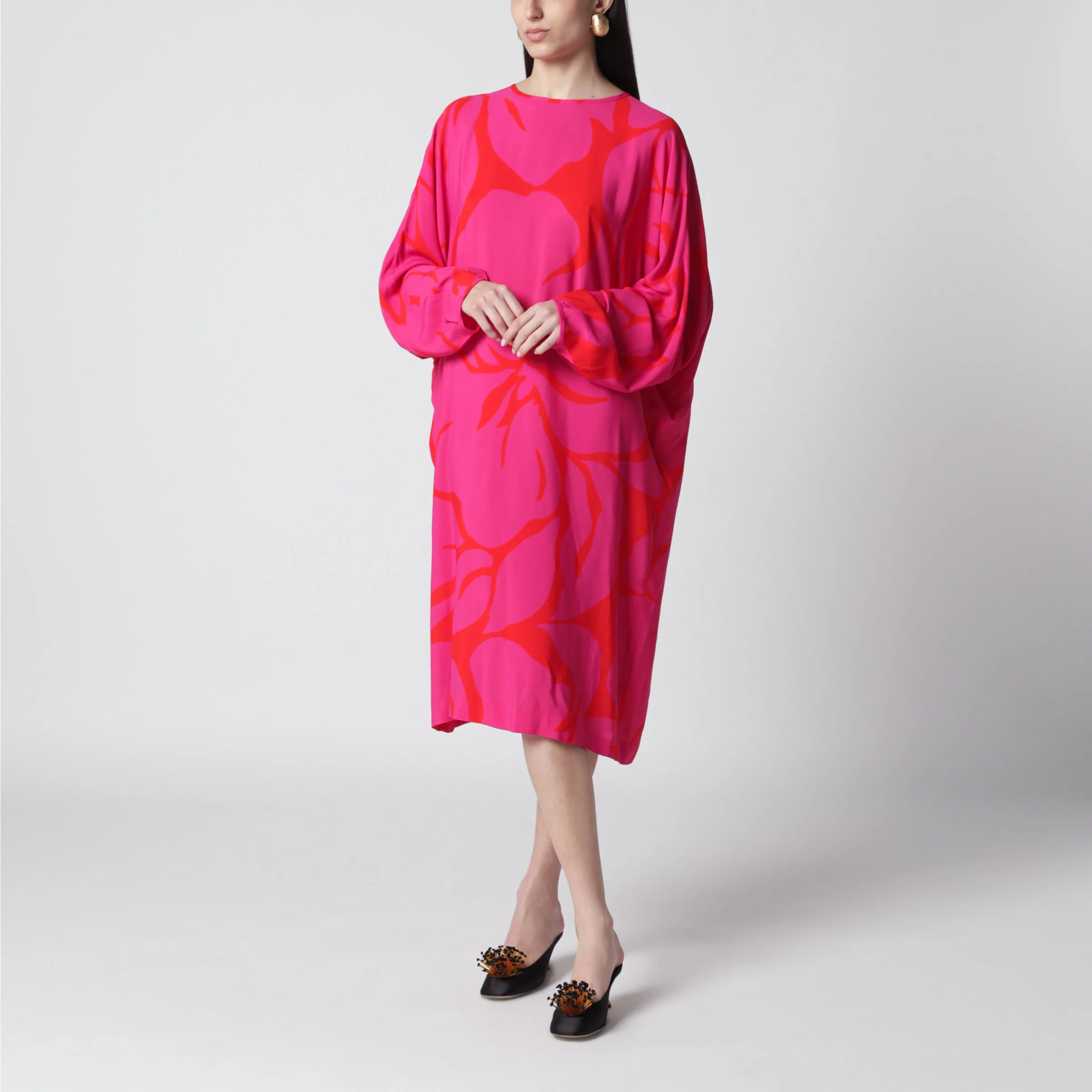 Dress with Fuchsia Print in Viscose - 1