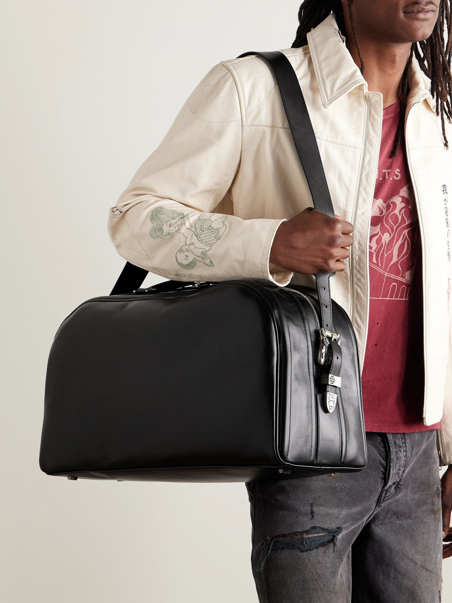 Leather Weekend Bag Black - 6