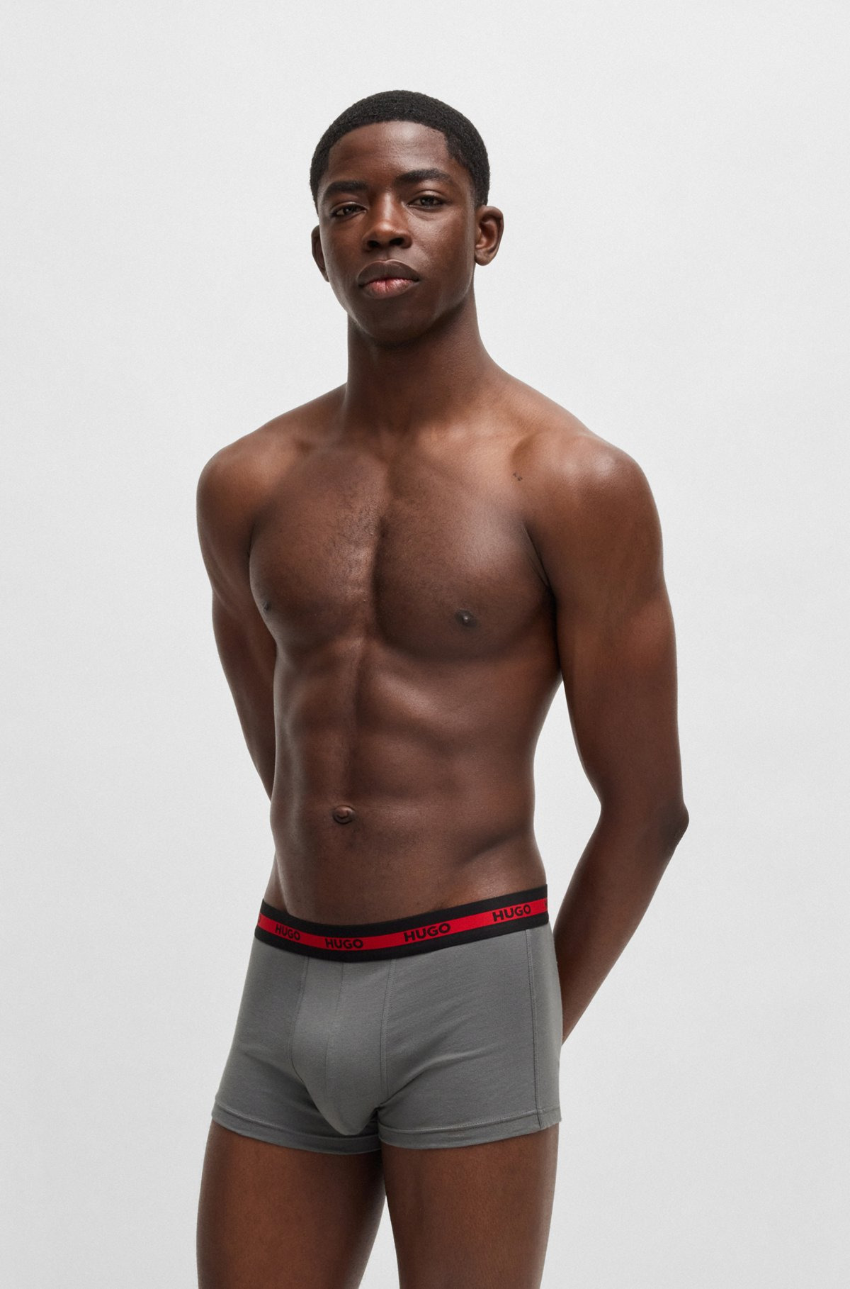 THREE-PACK OF STRETCH-COTTON TRUNKS WITH LOGO WAISTBANDS - 6