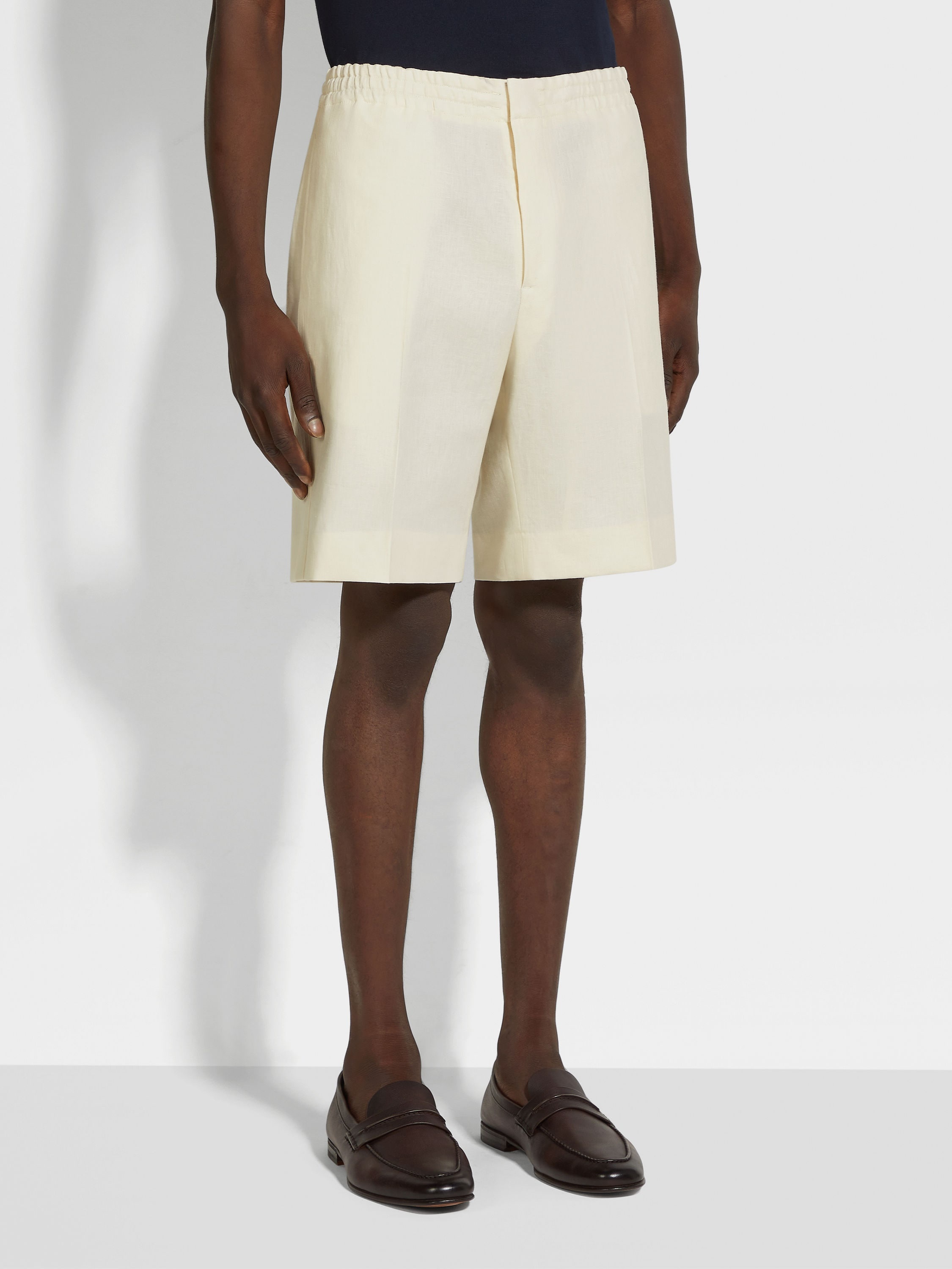 WHITE OASI LINO SHORTS - 5