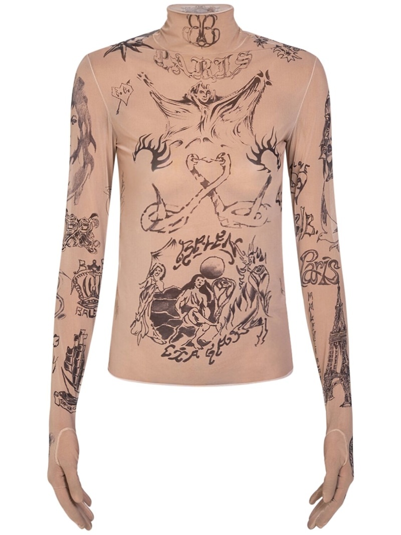 BALENCIAGA Tattoo stretch tech turtleneck top | REVERSIBLE