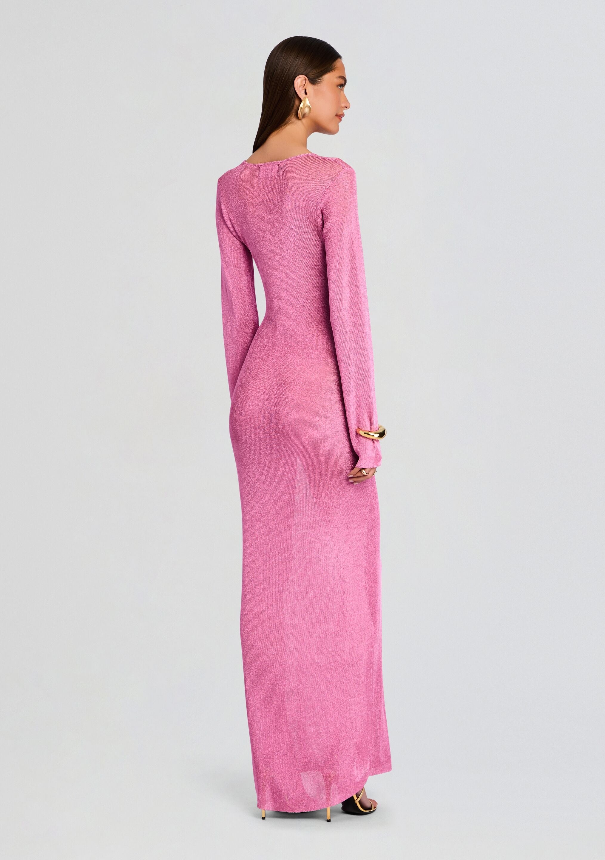 CARMEL METALLIC KNIT MAXI DRESS - 4