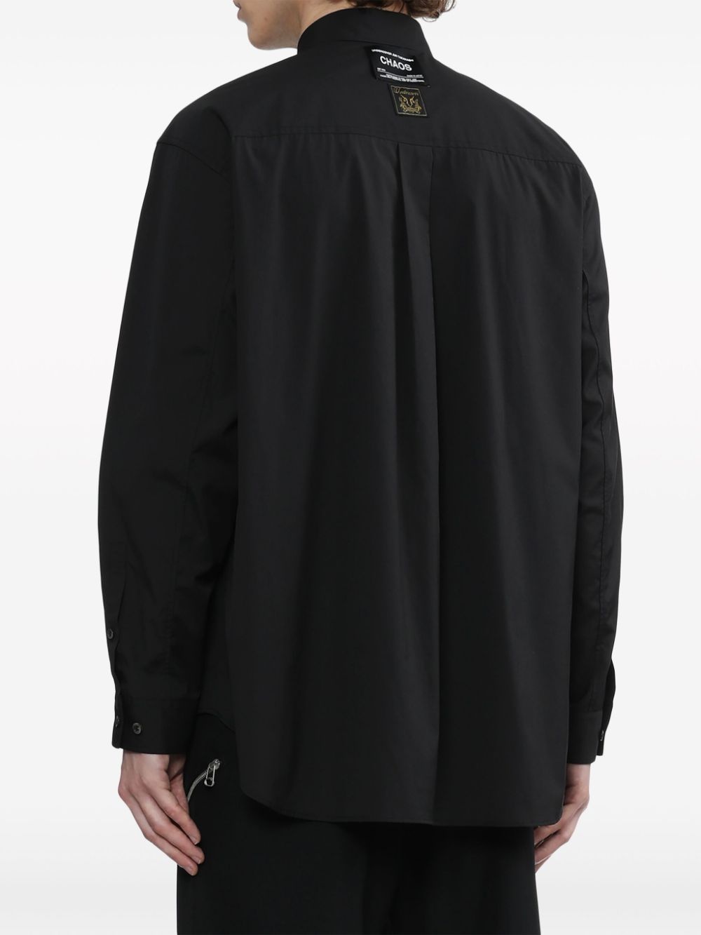 logo-patch cotton-blend shirt - 4