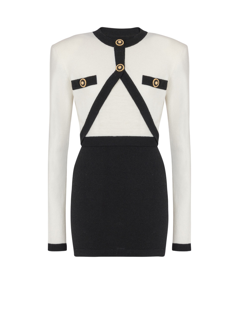 2-tone knit dress with faux waistcoat design 1