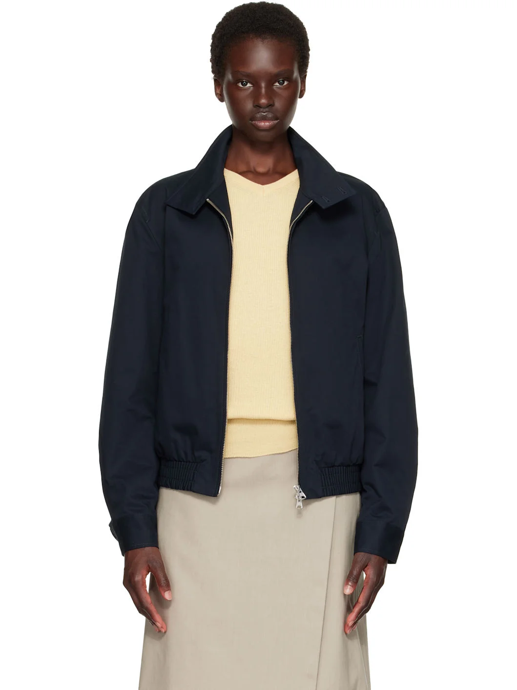 Navy High Density Cotton Harrington Jacket - 1