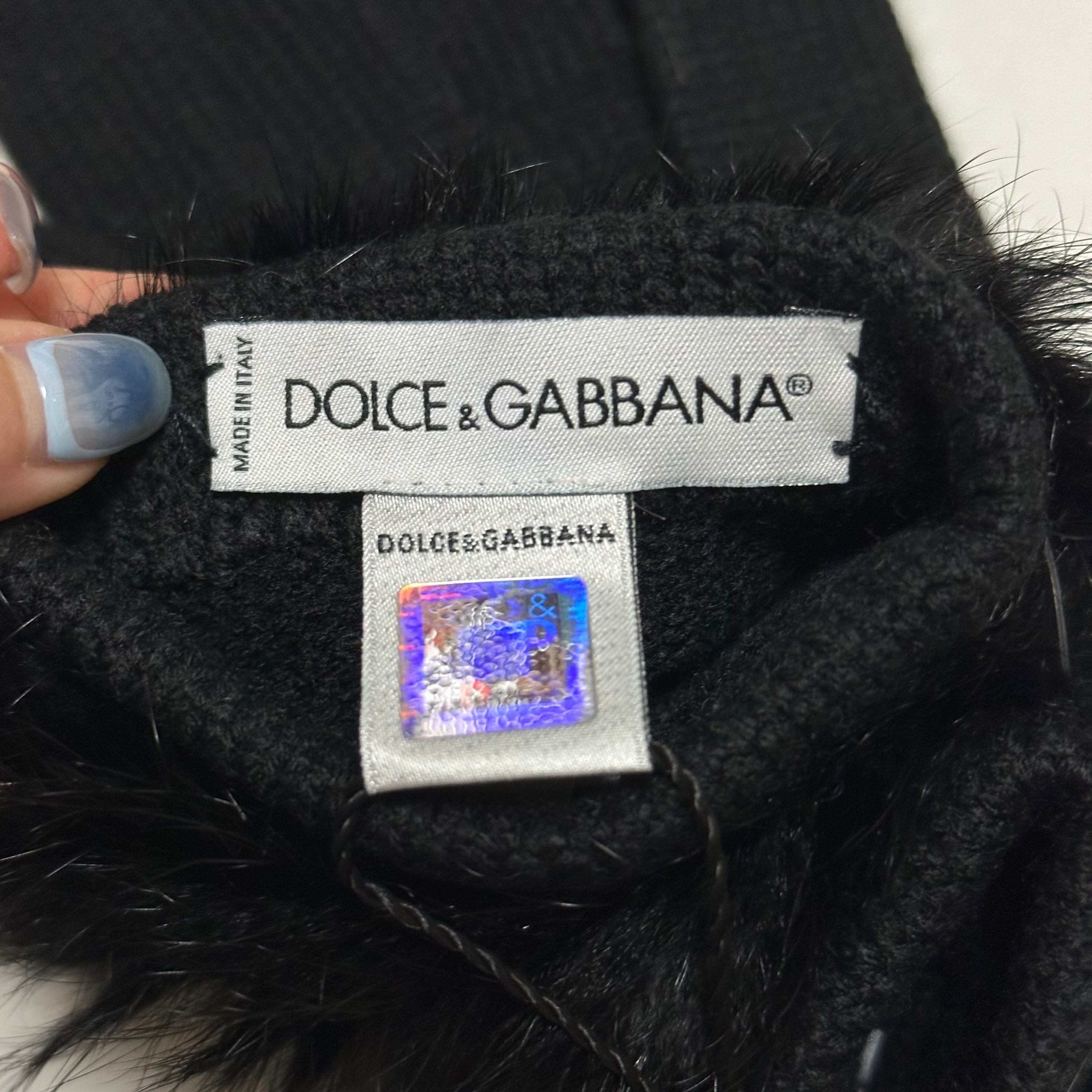 DOLCE&GABBANA Fur Trim Knit Gloves - 3