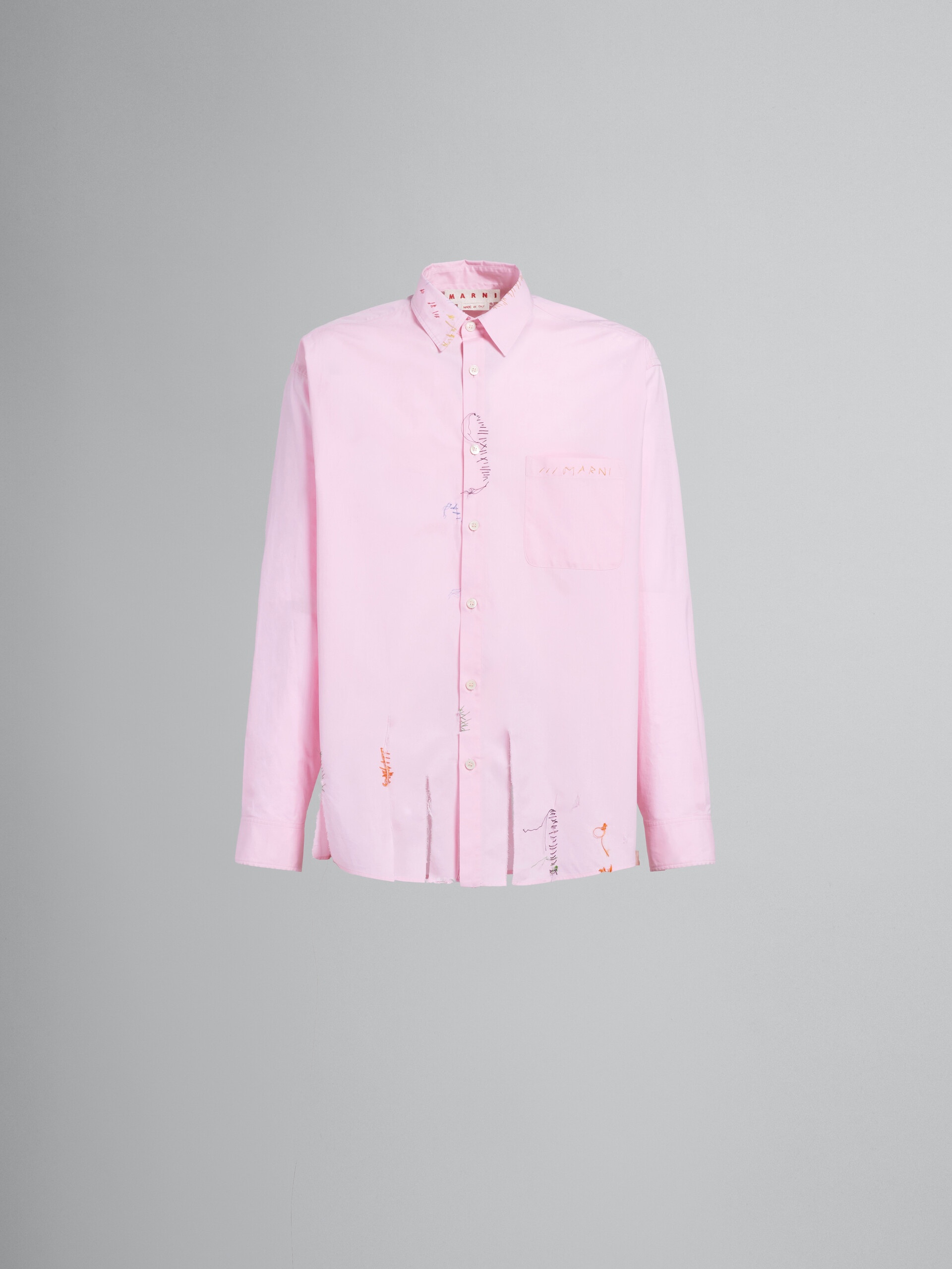 PINK COTTON SHIRT WITH EMBROIDERY - 1