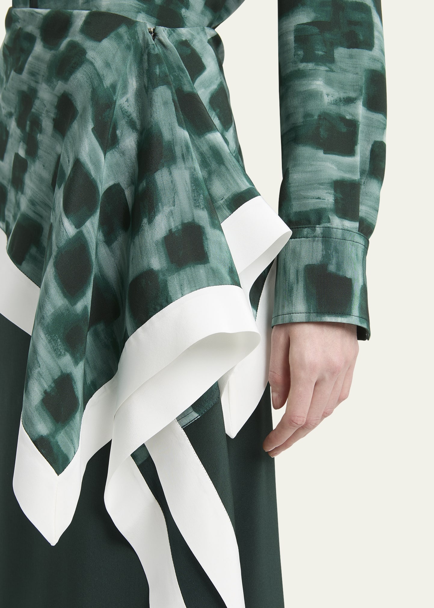 Painted Block Asymmetric Silk Skirt - 5