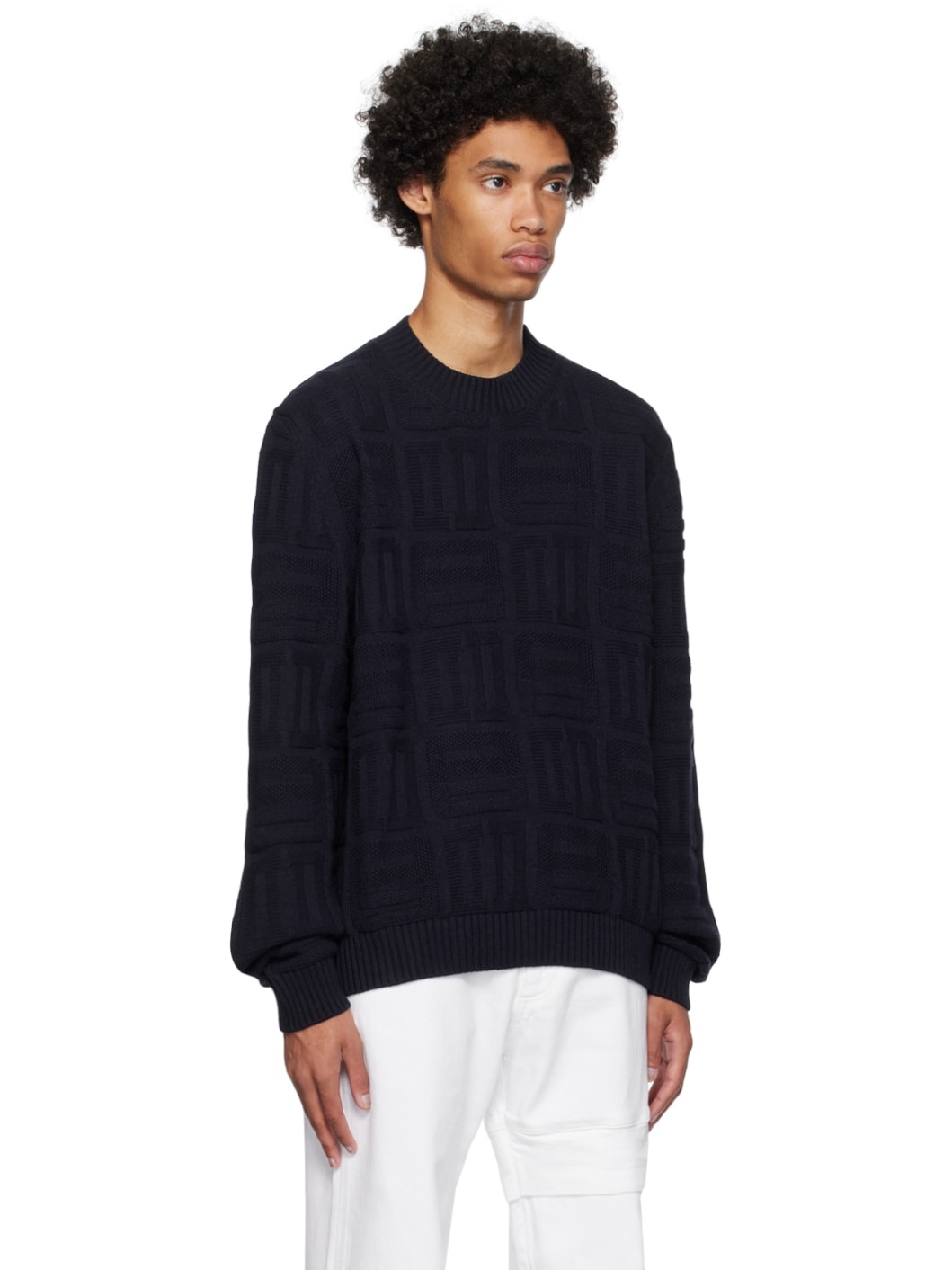 Navy Monogram Sweater - 2
