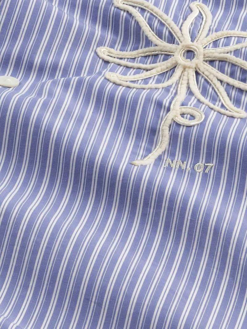 NN07 embroidered-flower striped shirt outlook