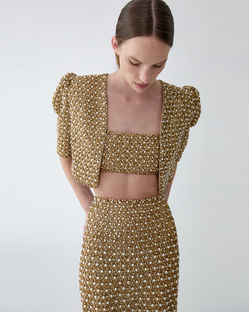 Gold Embellished Cropped Jacket 4