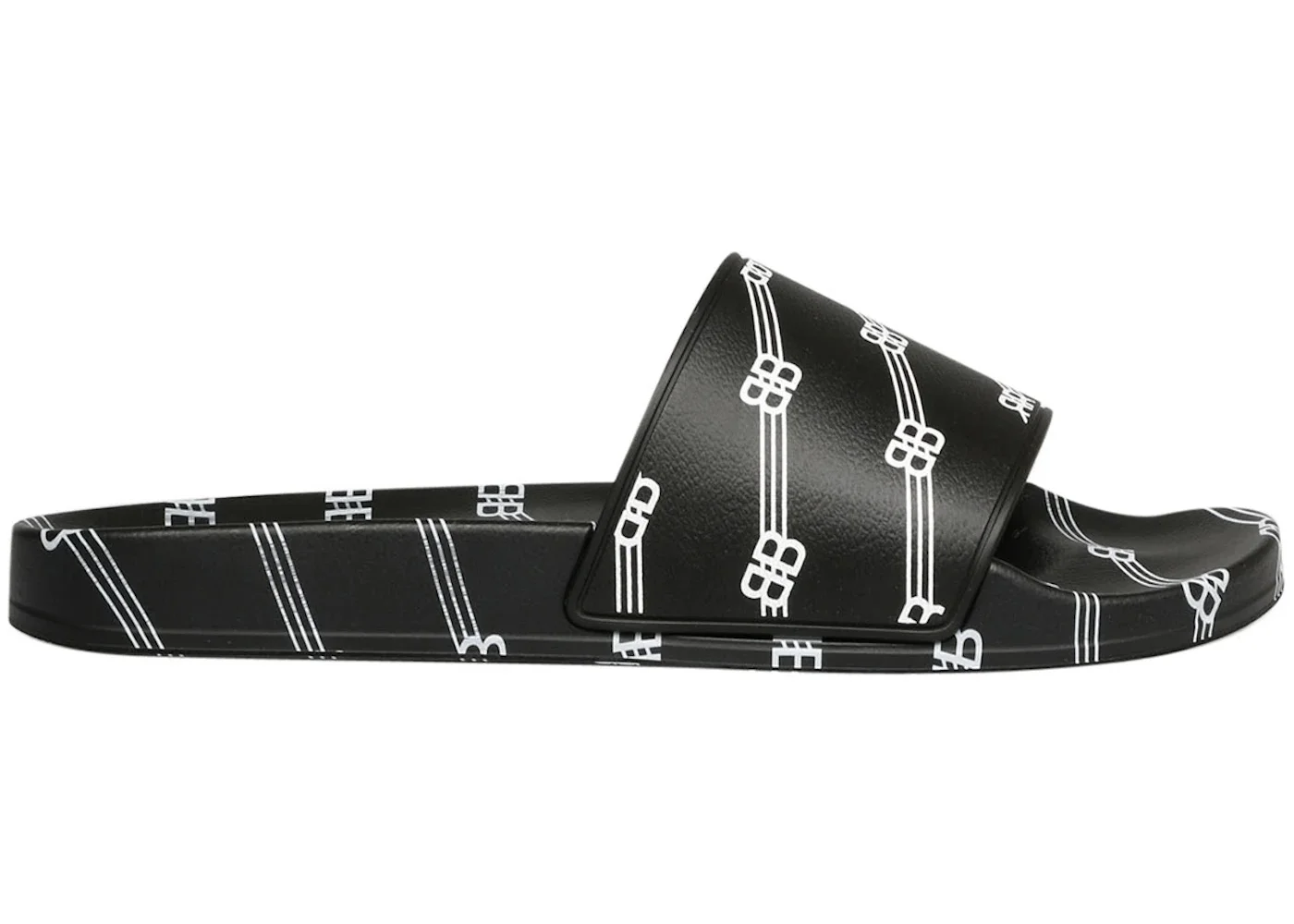 Balenciaga Pool Slides All Over Logo Black - 1