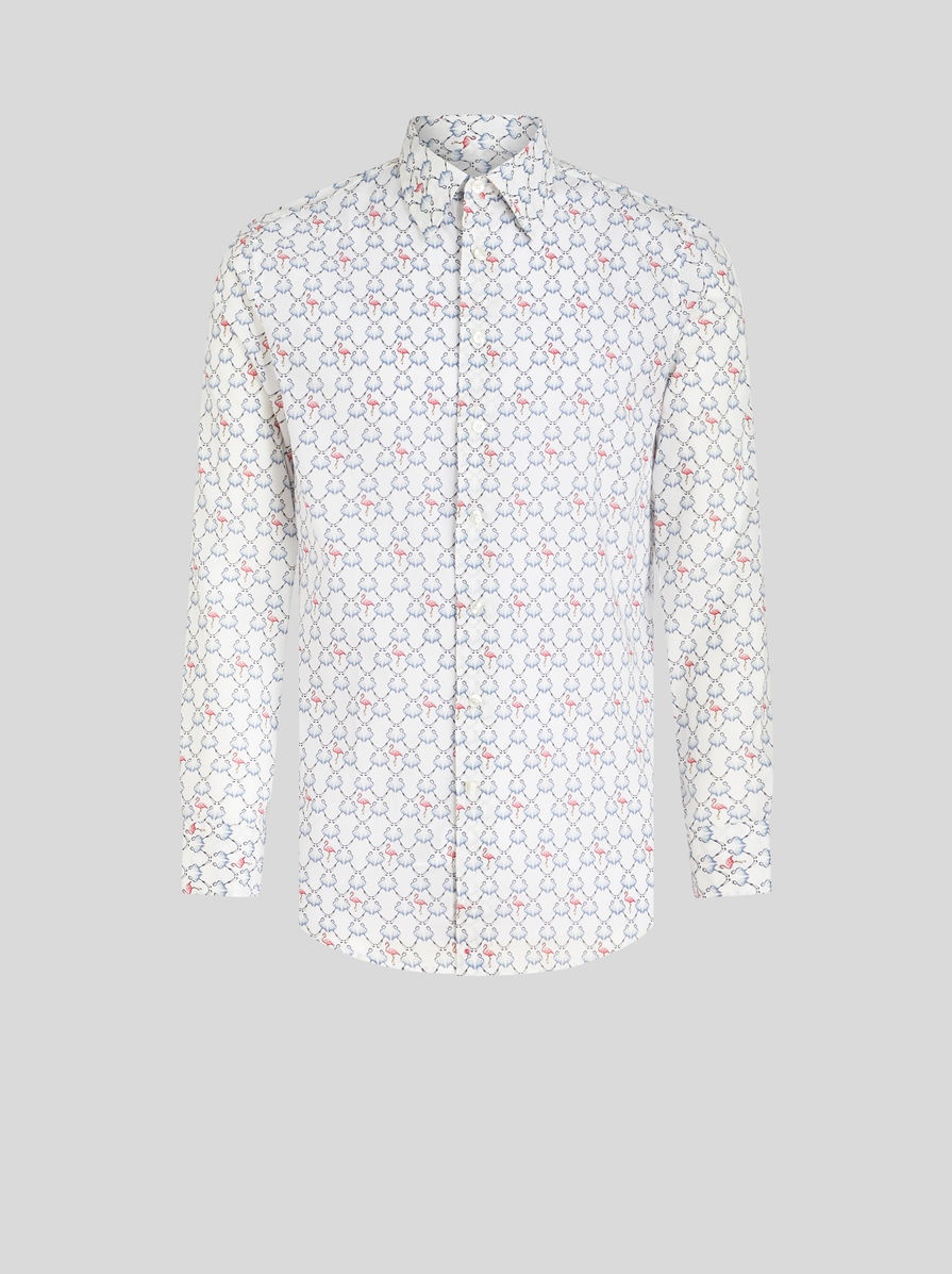 COTTON SHIRT WITH FLAMINGOES - 1