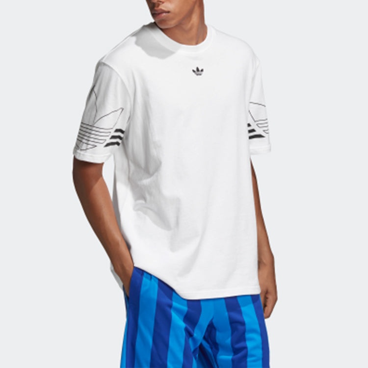 adidas originals Outline Tee Round Neck Short Sleeve White DU8536 - 5